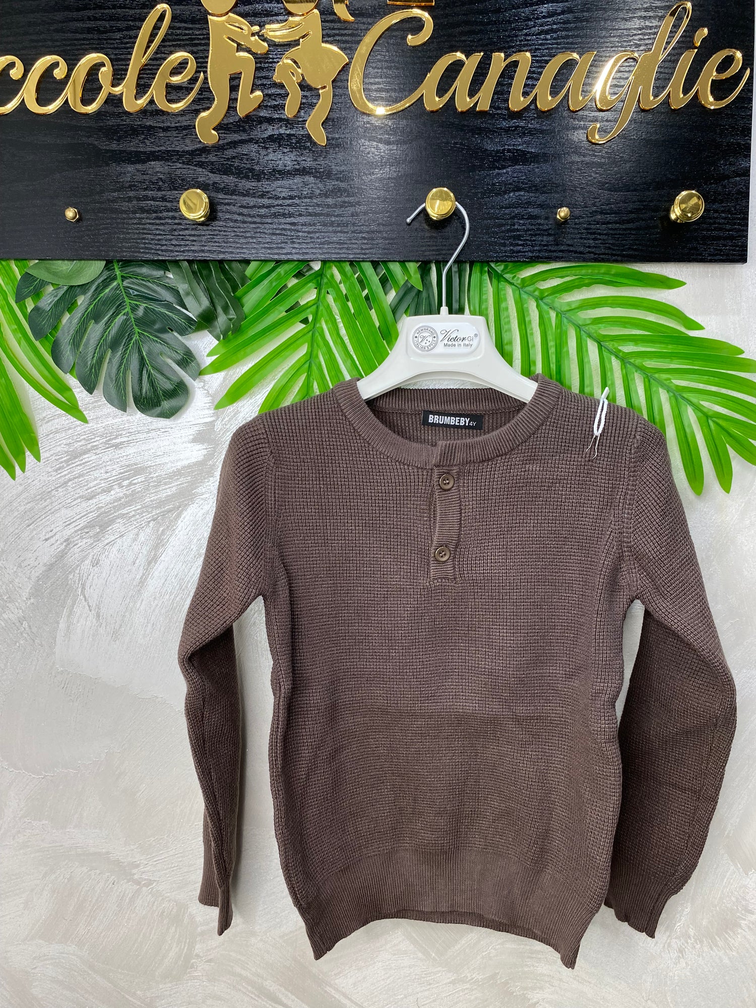 Maglioncino Bottoncino Girocollo Vintage 079 Brown