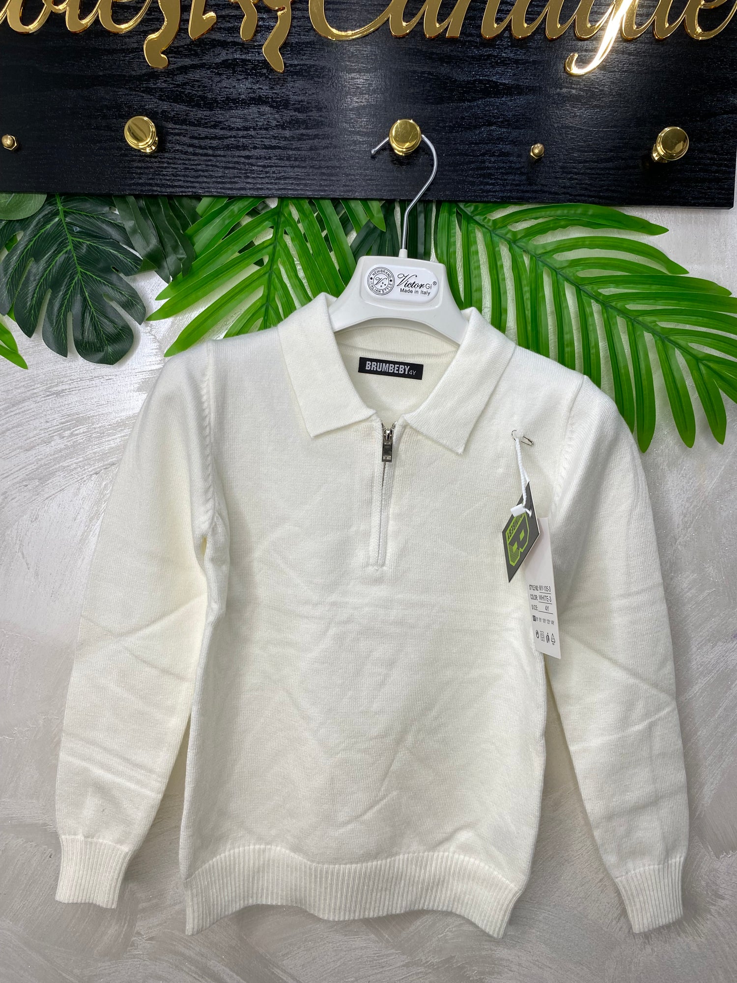 Maglioncino Zip Girocollo Style Fighetto  105 Bianco