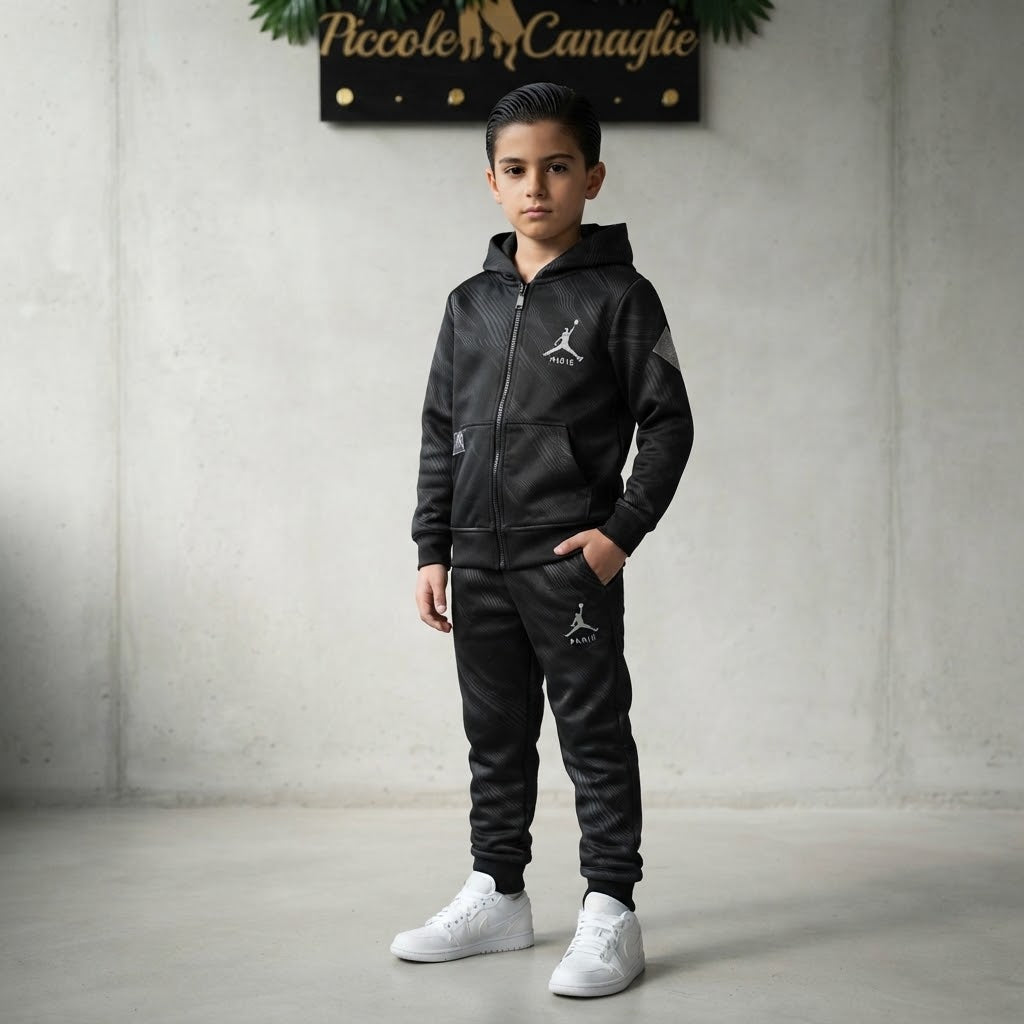 Tuta Completo Style Jordan Paris⚽️ Nera Argento Ffb180