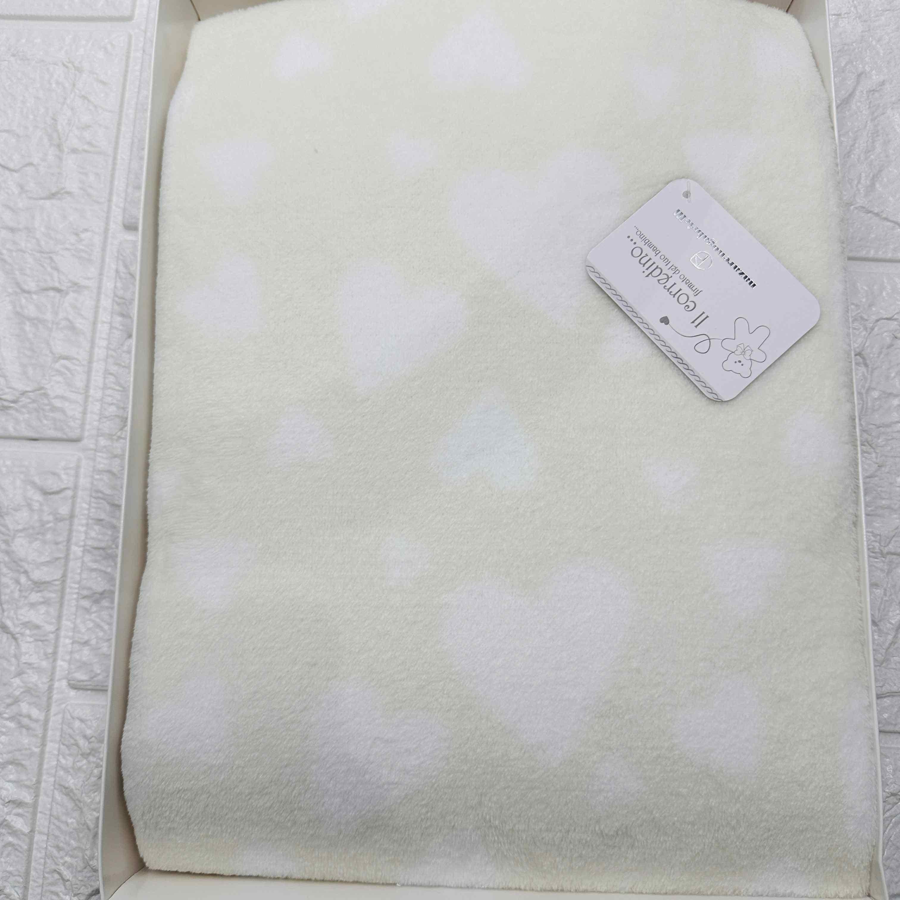 Coperta pile cuori panna