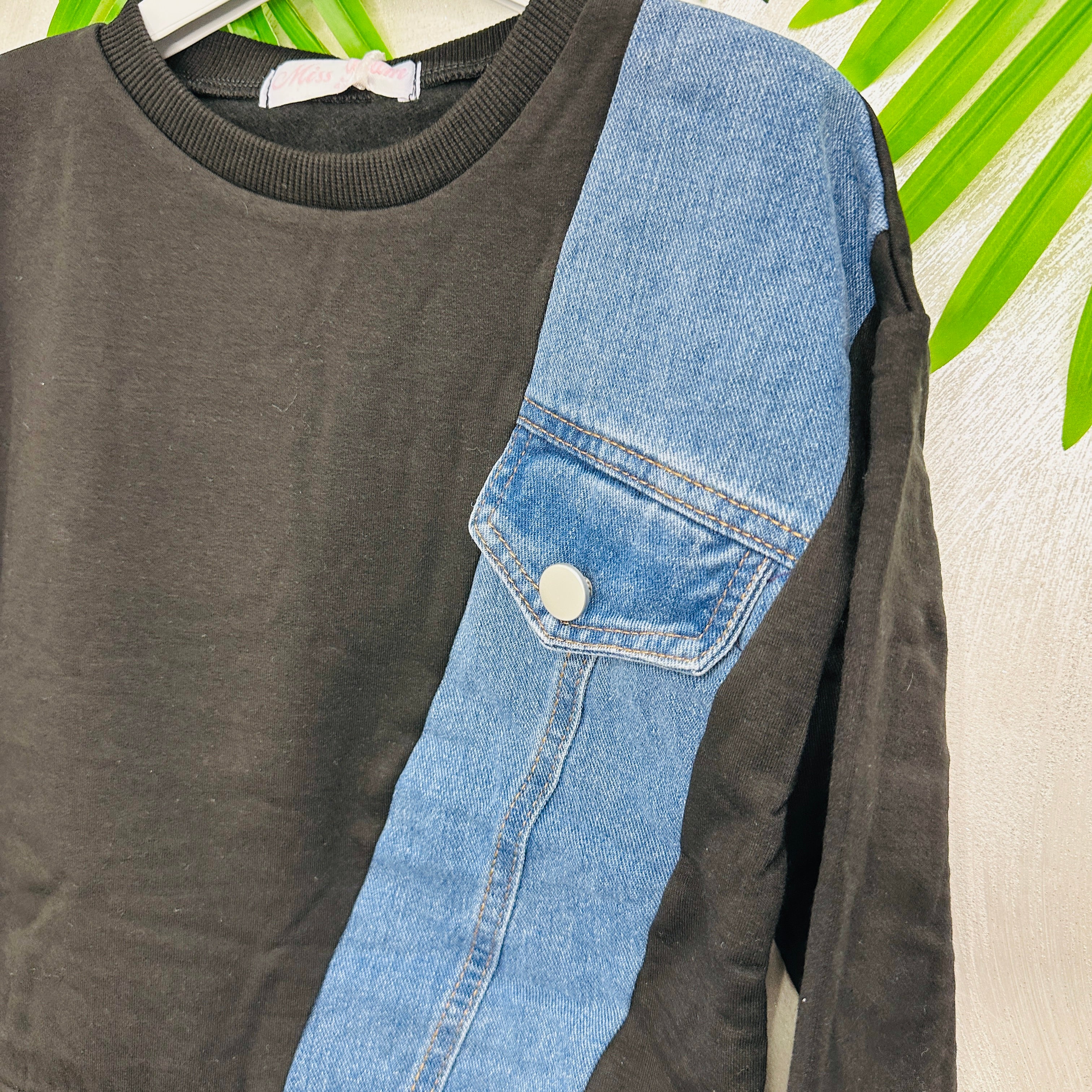 Tuta Style Denim nera Felpata