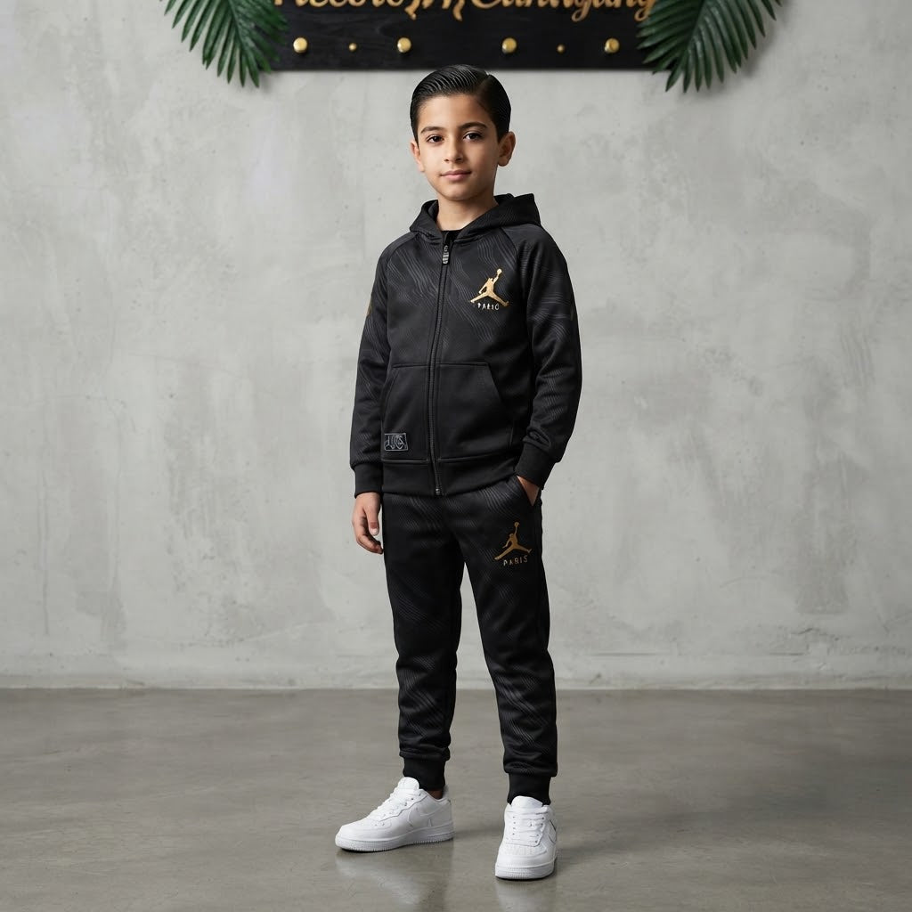 Tuta Completo Style Jordan Paris⚽️ Nera Oro Ffb180
