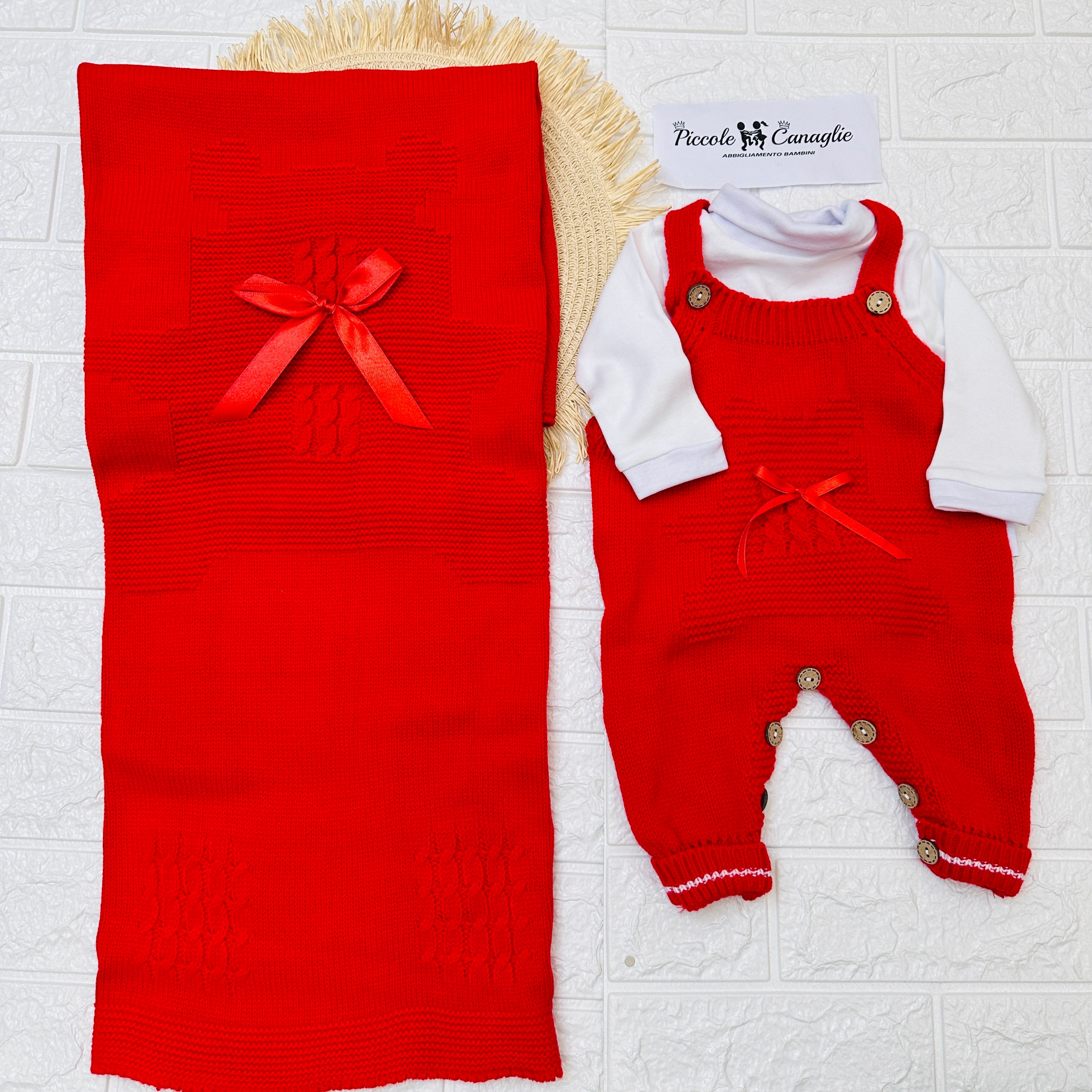 Set Nascita Neonati Salopetta rossa