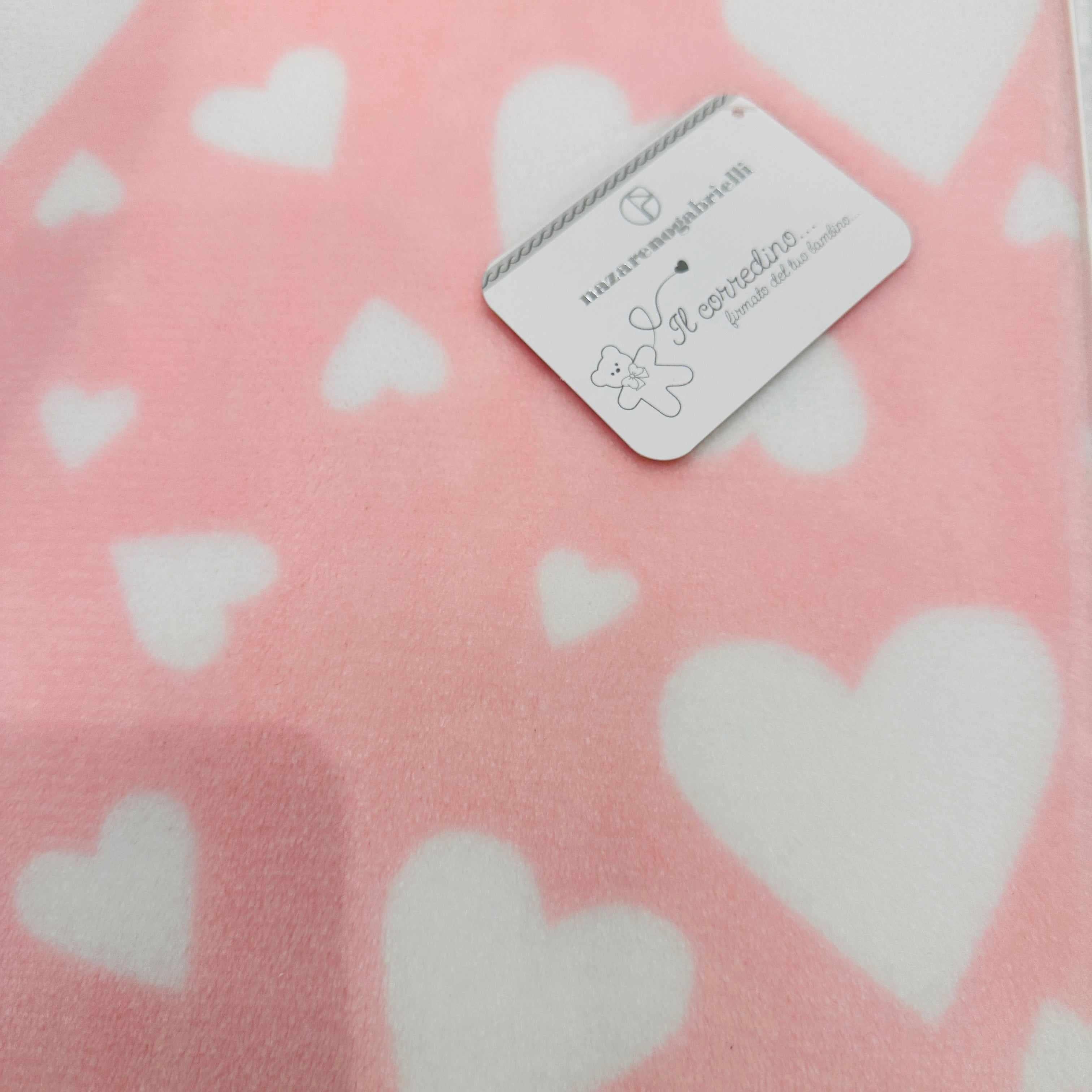 Coperta Culla pile cuore Rosa dim100x104