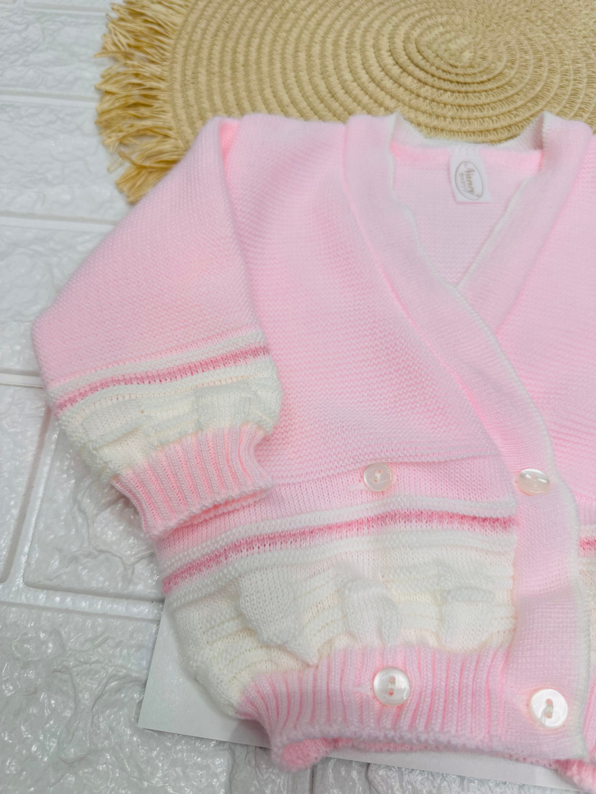 Giacchettina Neonata Rosa E Bianco 77910 Taglia 0-6 Mesi