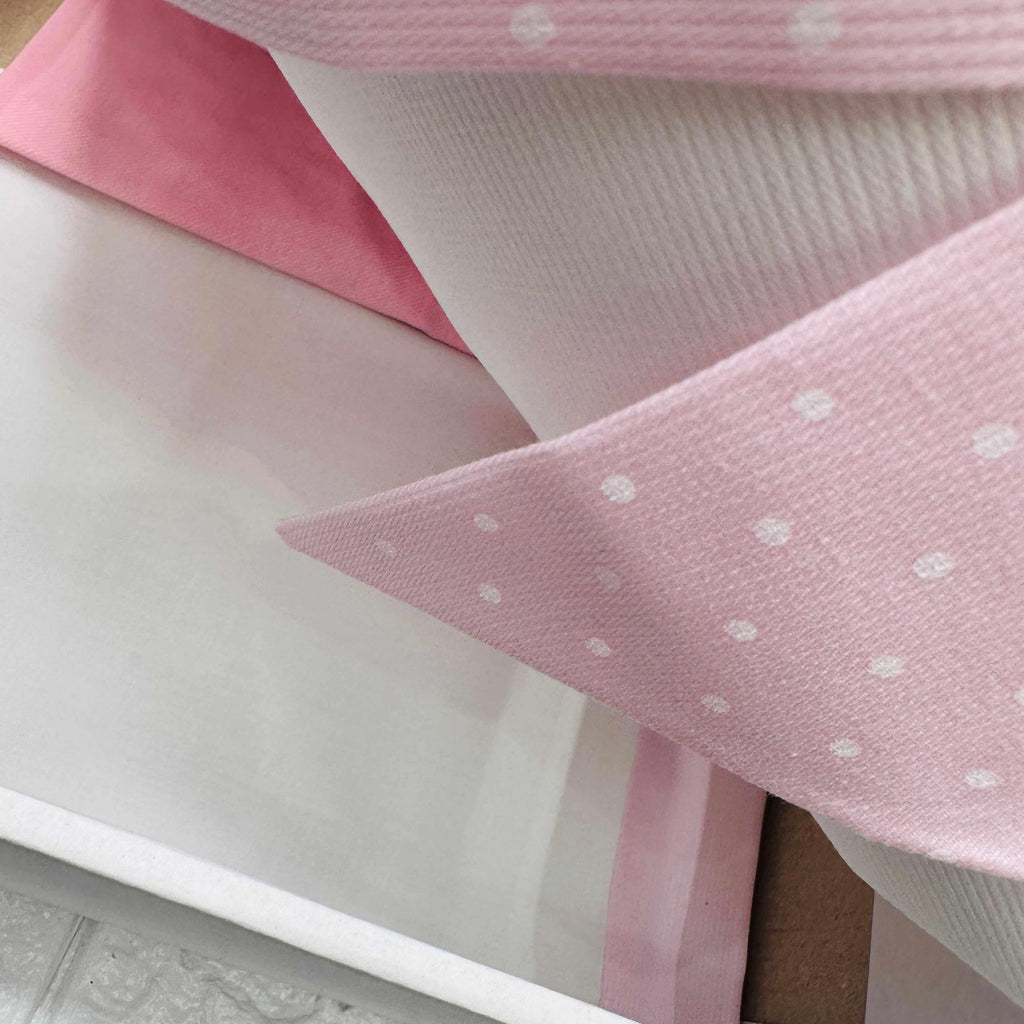 Set completo carrozzina fiocco rosa Pois