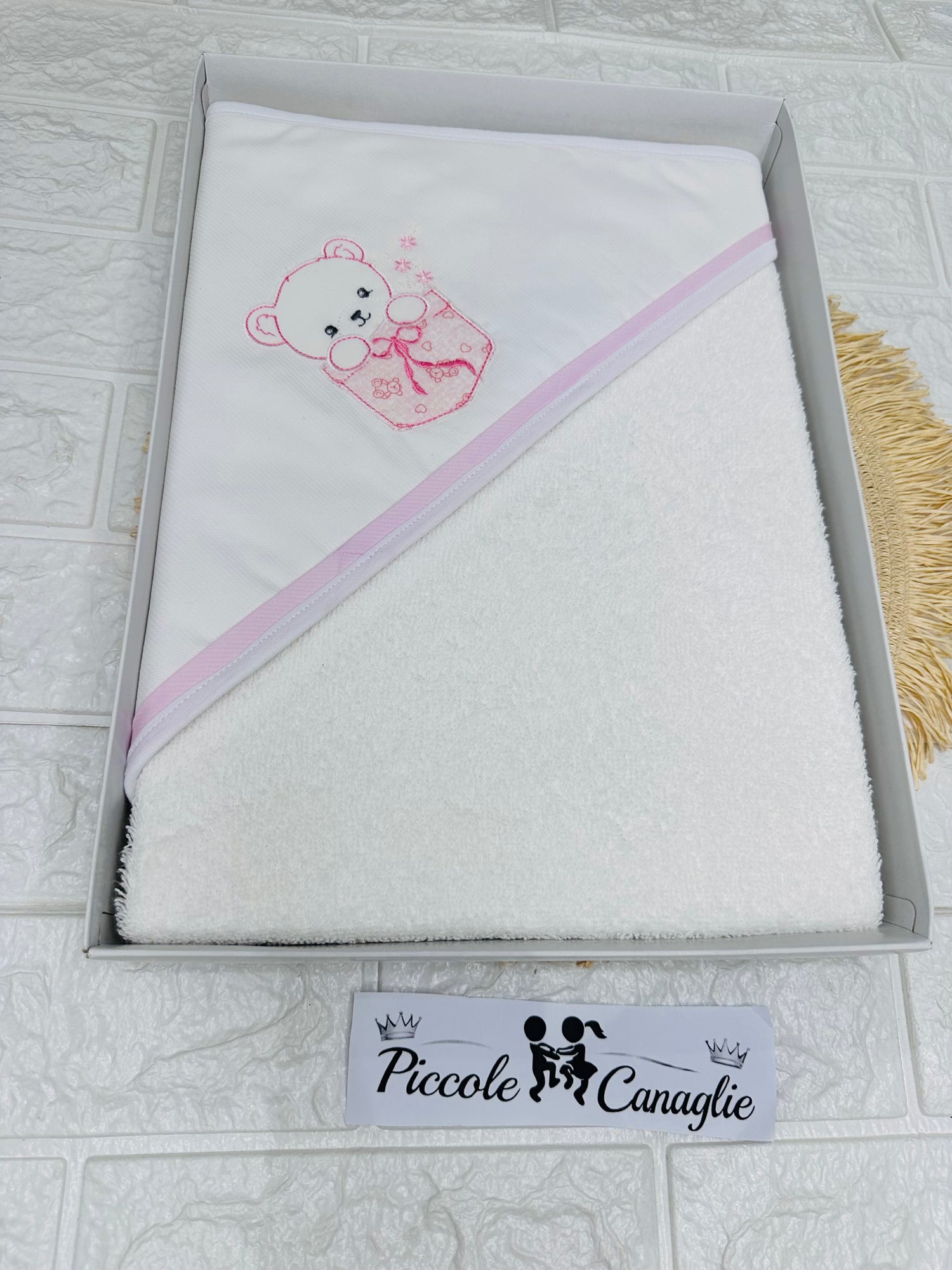 Accappatoio Cotone Orso Taschino Rosa At001173