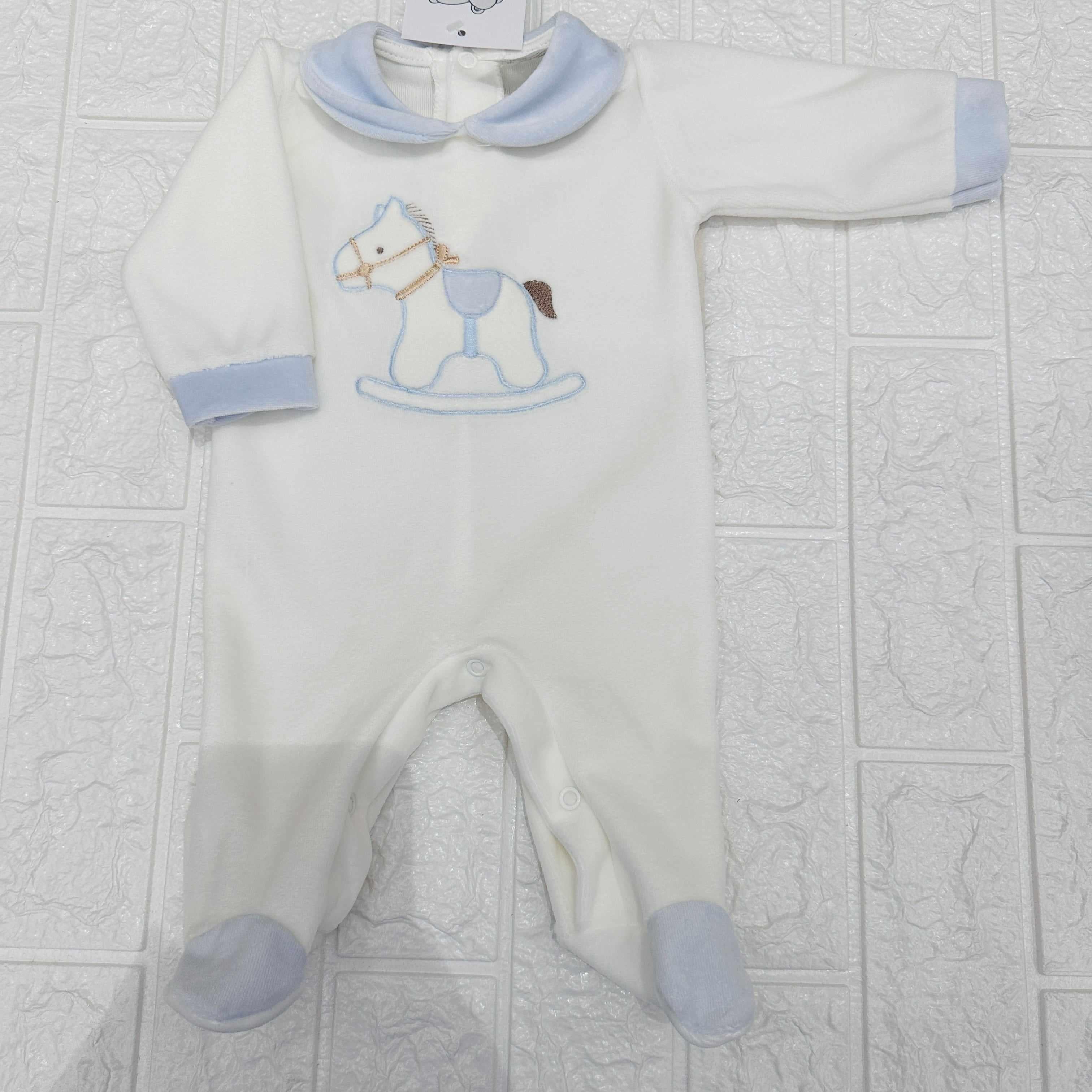 Tutina cavallino ciniglia celeste