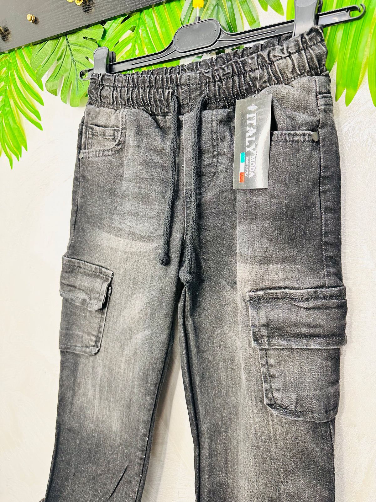 Jeans Cargo Bro’ Slavato Nero P111