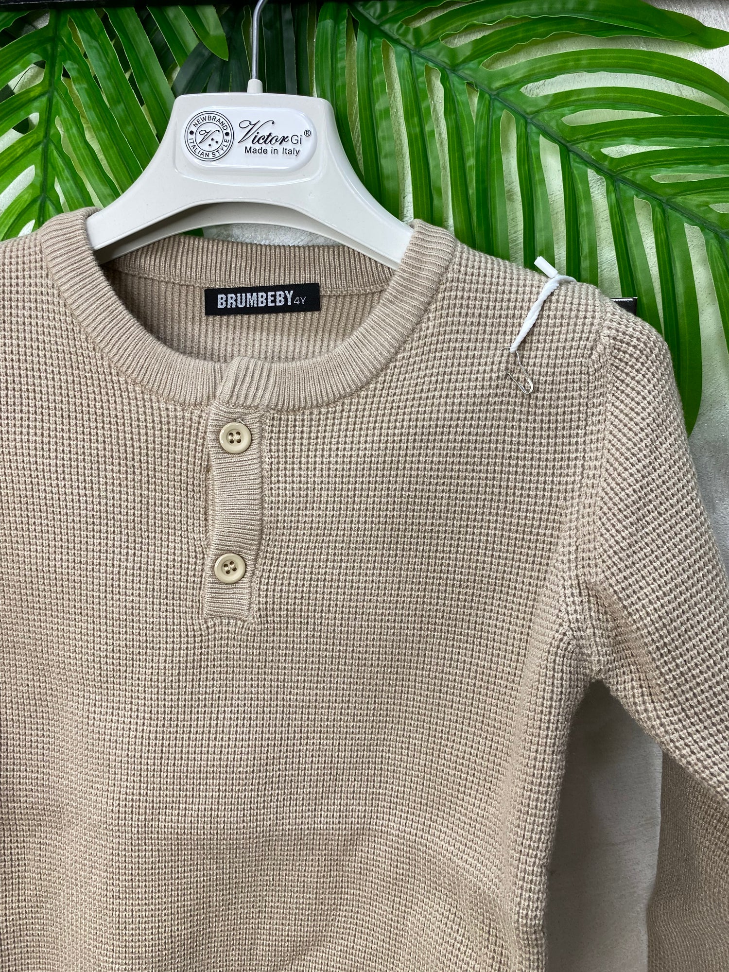 Maglioncino Bottoncino Girocollo Vintage 079 Beige