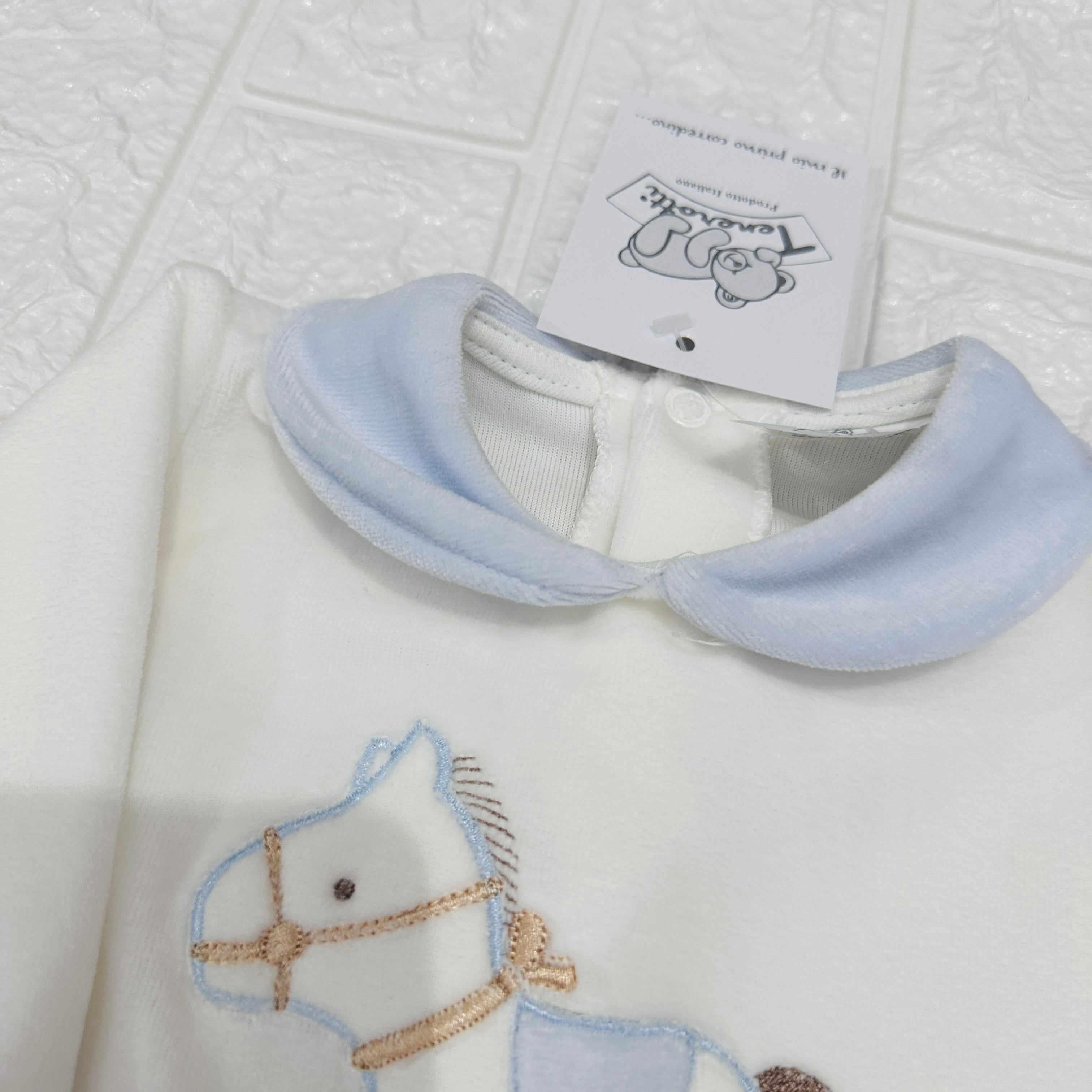 Tutina cavallino ciniglia celeste