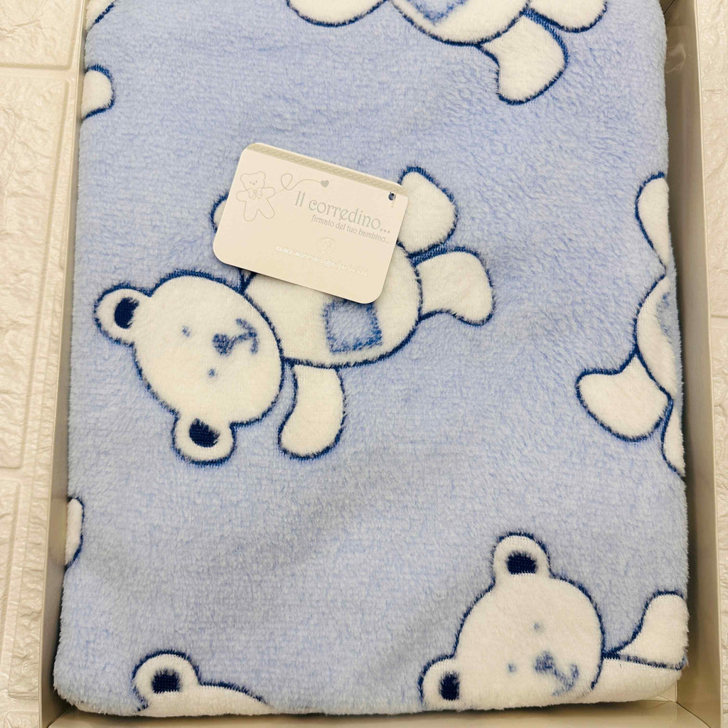 Coperta pile orso celeste