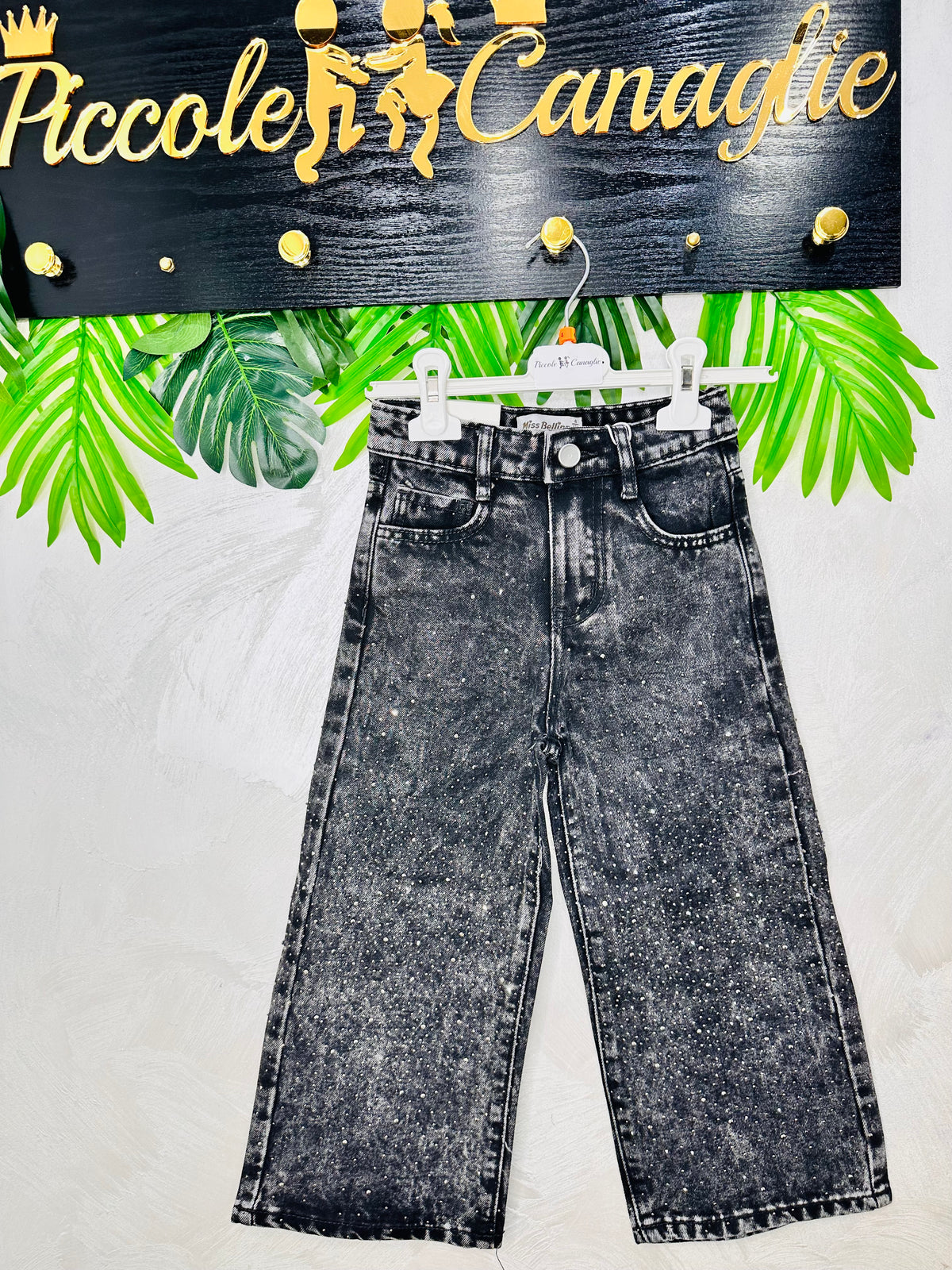 Jeans Nero Slavato Brillantini Ar7022