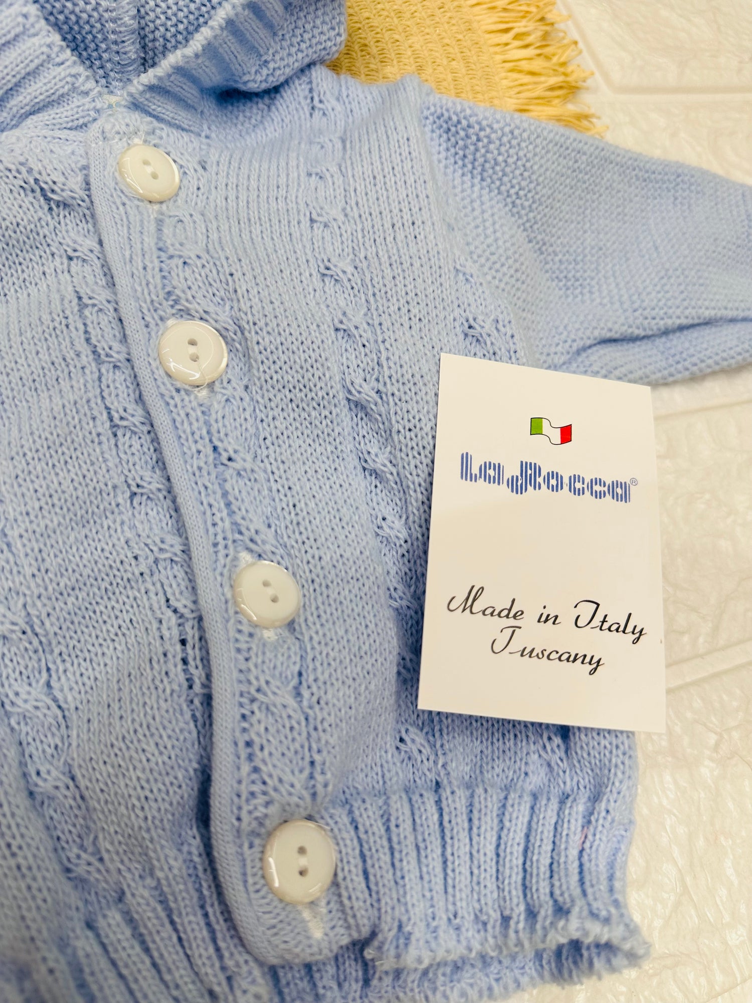 Giacchettina Con Cappuccio Misti Lana Taglia  Unica 0-6 Mesi Celeste R614