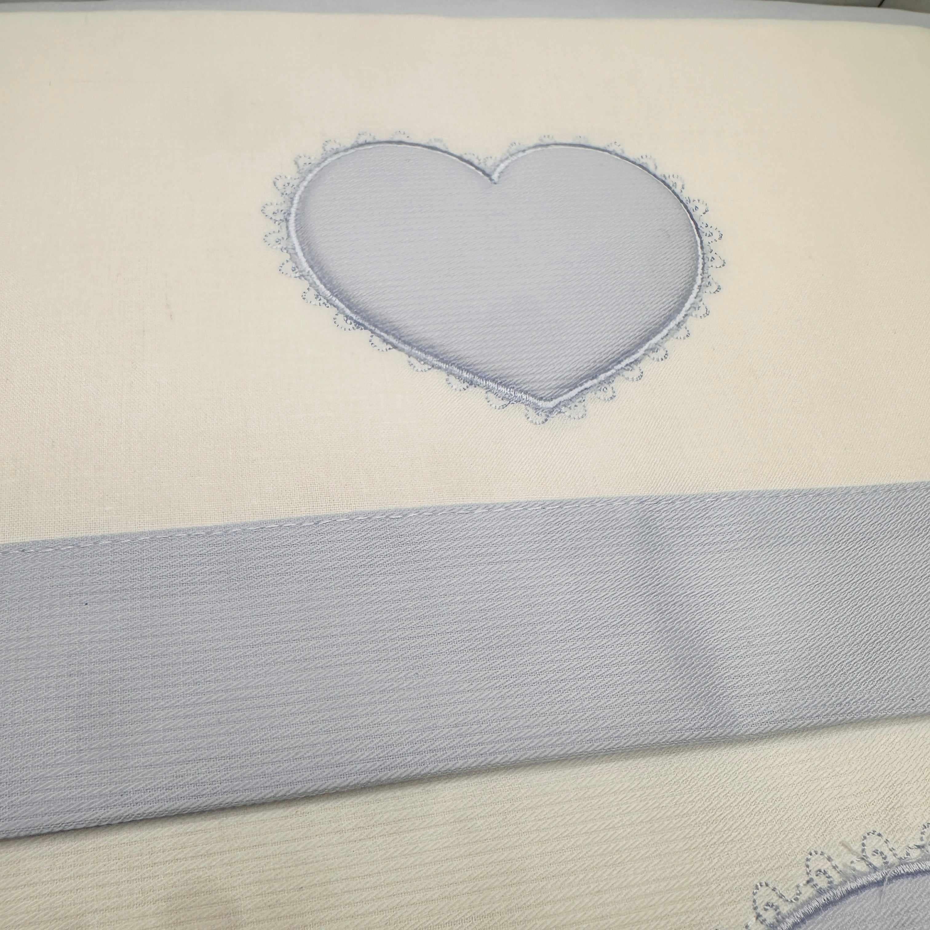 Set completo carrozzina cuore celeste
