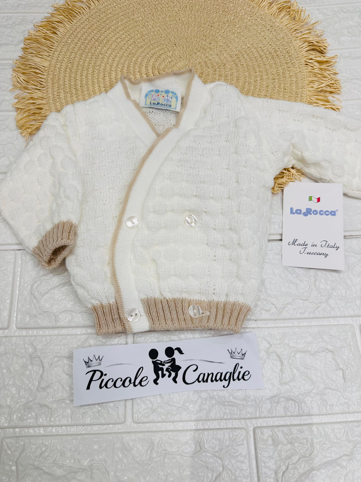 Giacchettina Neonati Panna E Beige Art R635 Taglia 0-6 Mesi