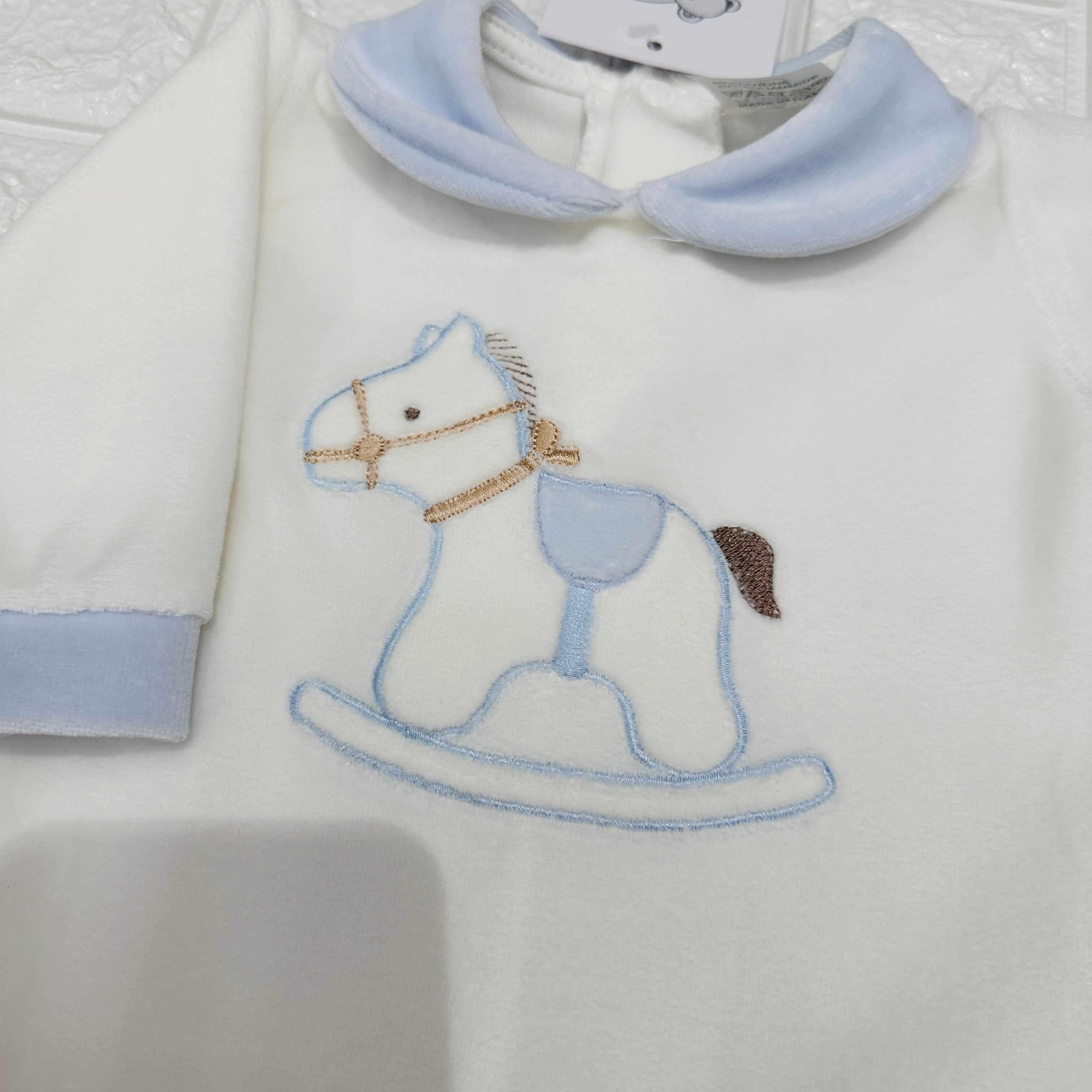Tutina cavallino ciniglia celeste