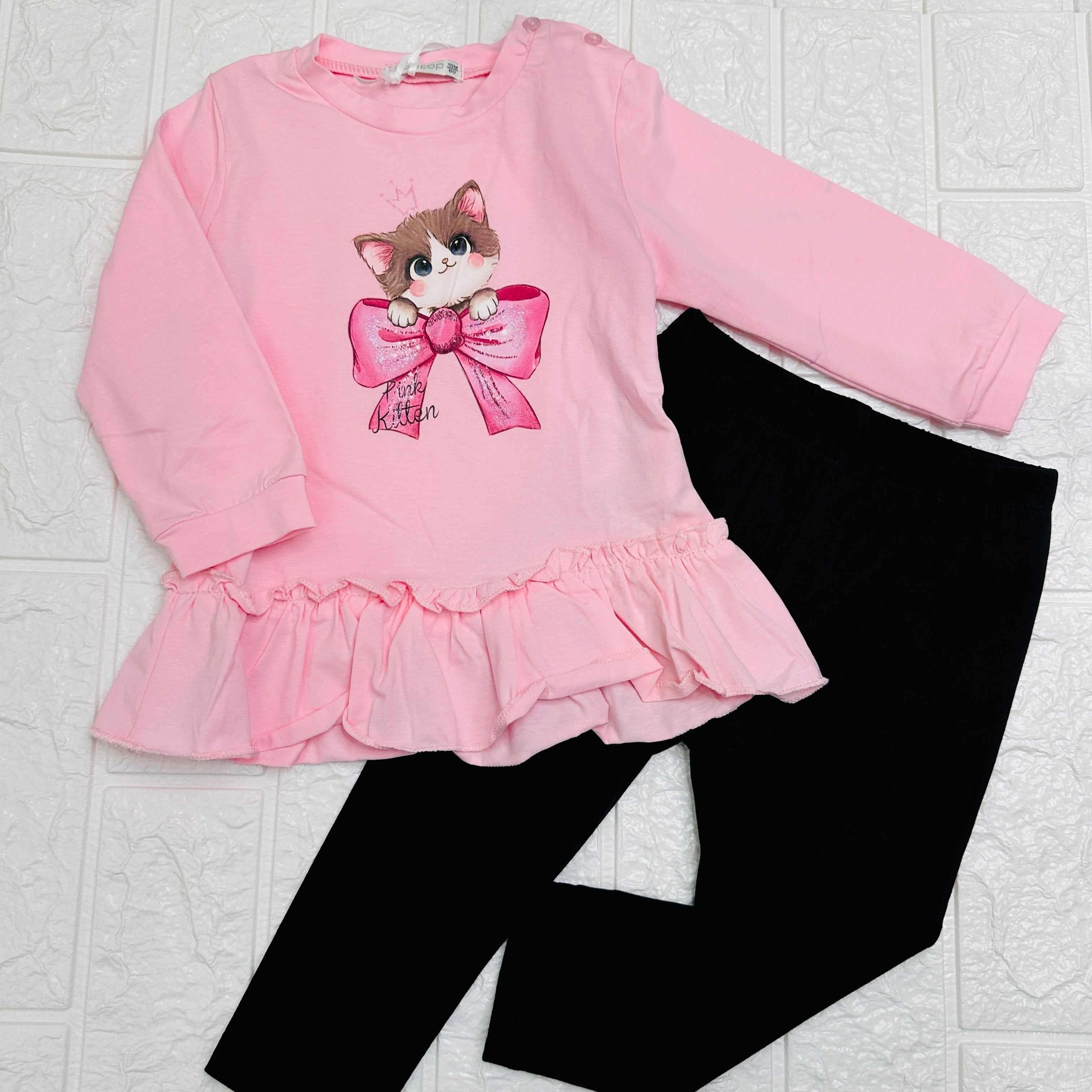 Maglia e leggings gattina rosa