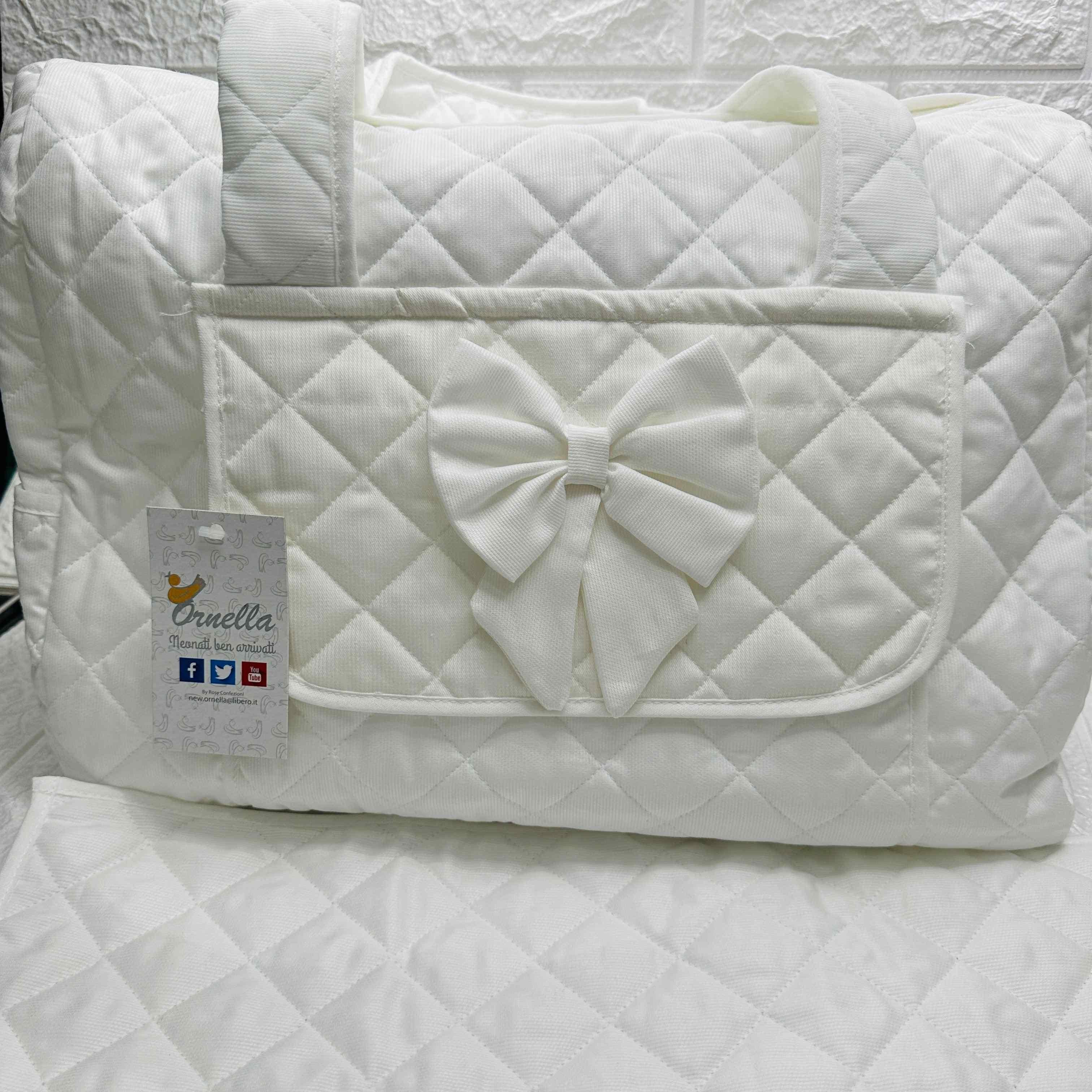 Borsa Nascita Fiocco Panna             dim 45x30x18