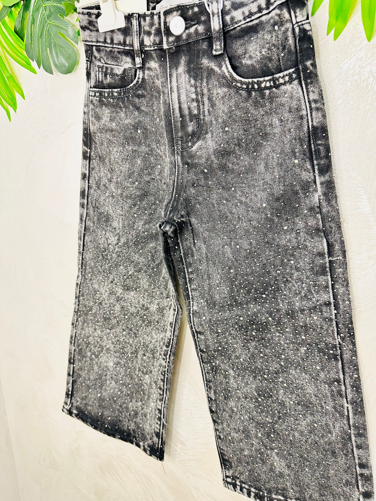 Jeans Nero Slavato Brillantini Ar7022
