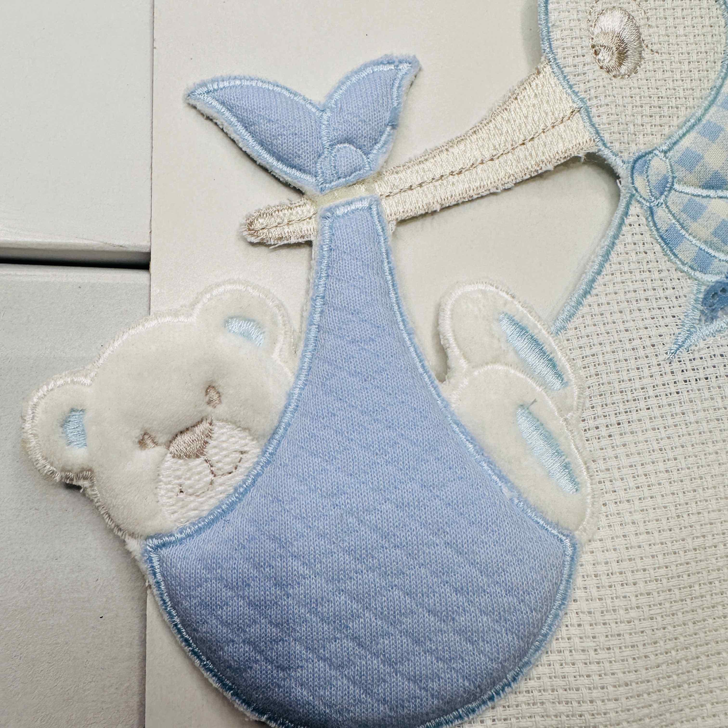 Fiocco nascita cicogna Celeste dim.25x30