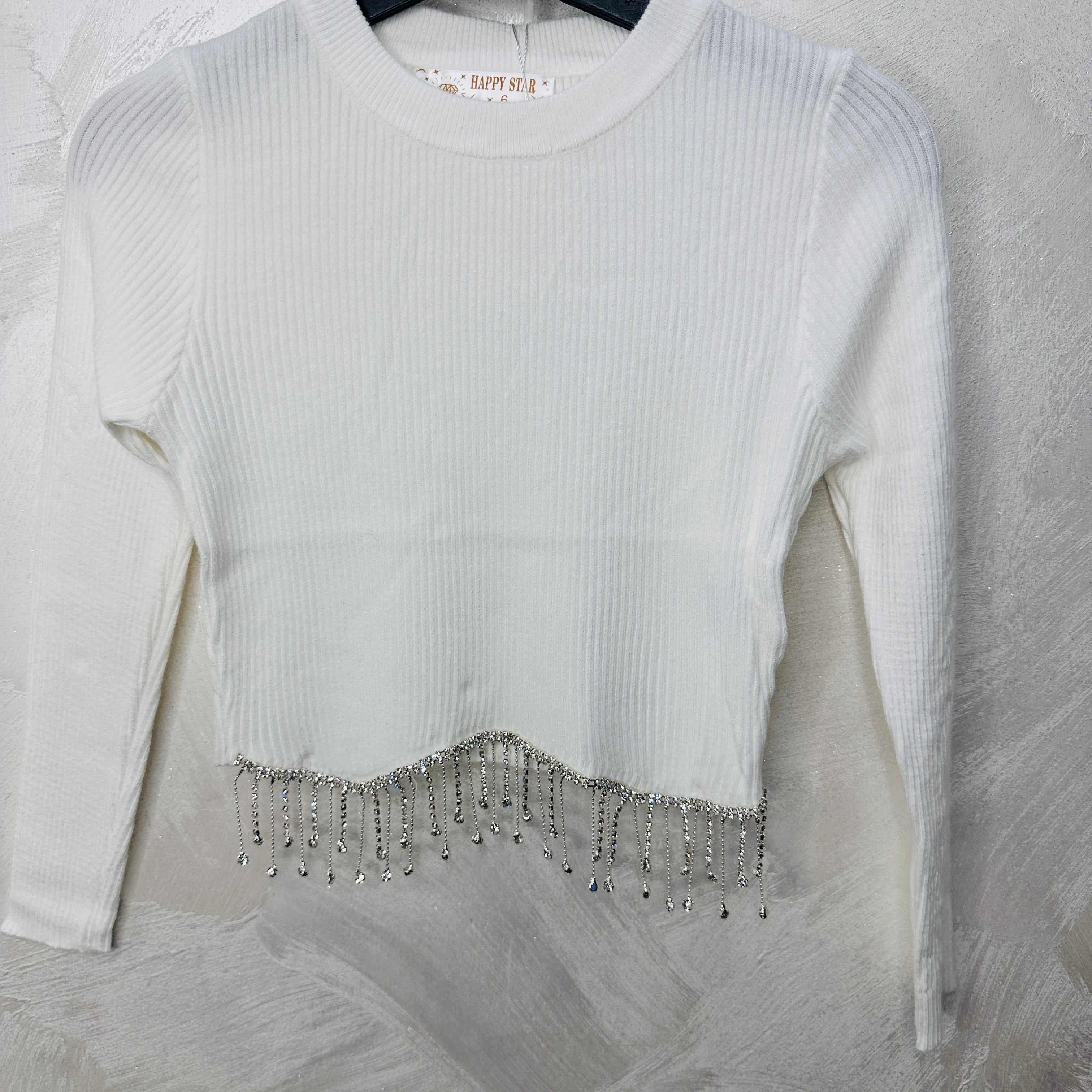 Maglioncino Bimba pendenti bianco