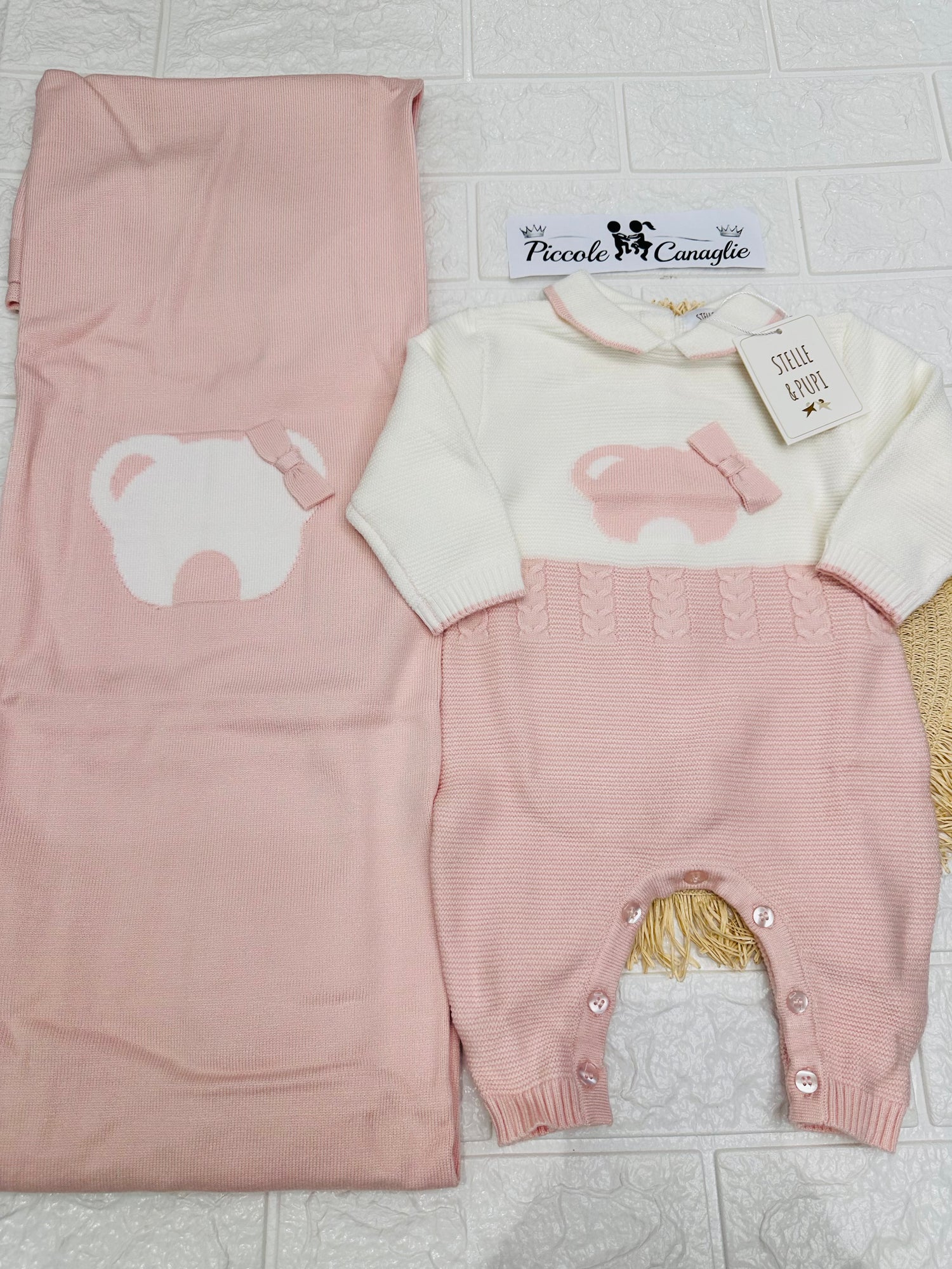 Set Nascita Stelle E Pupi Invernale Orsetta Fiocchettina Rosa  Snba1494m3