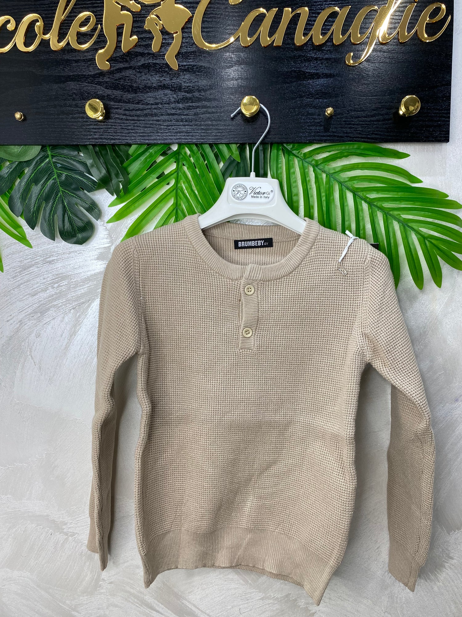 Maglioncino Bottoncino Girocollo Vintage 079 Beige