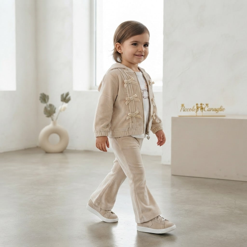 Tuta Ciniglia Fiocchettini Teneri Bk1160 Star Beige