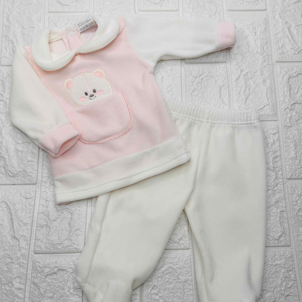 Tutina ciniglia taschino rosa 31406
