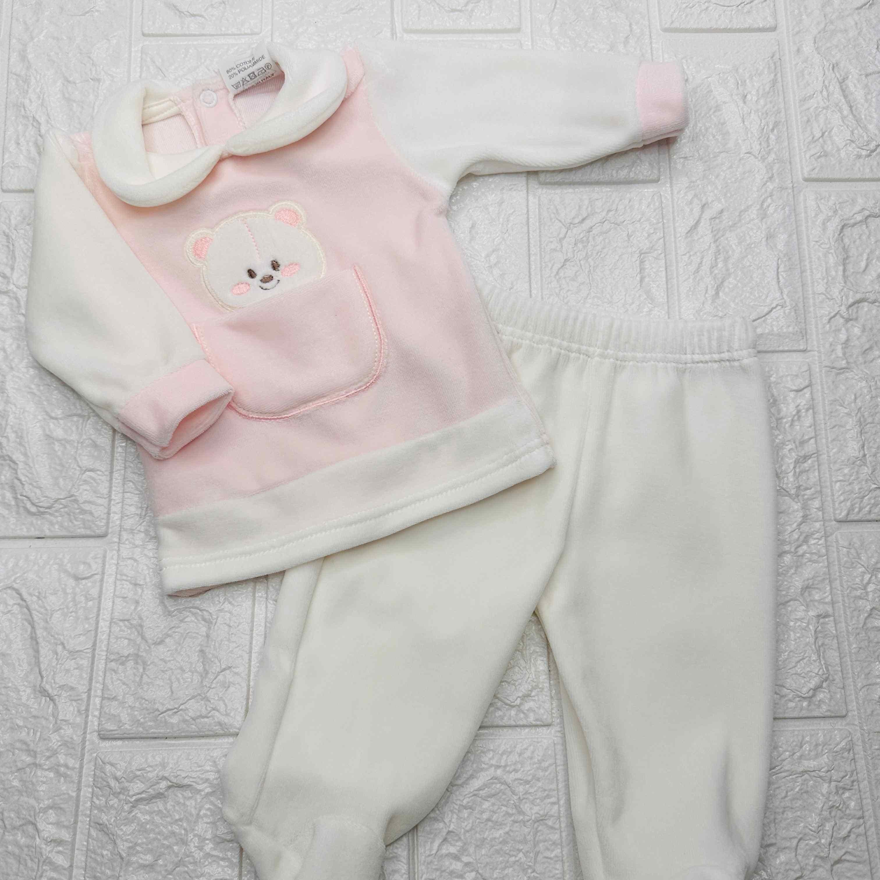 Tutina ciniglia taschino rosa 31406