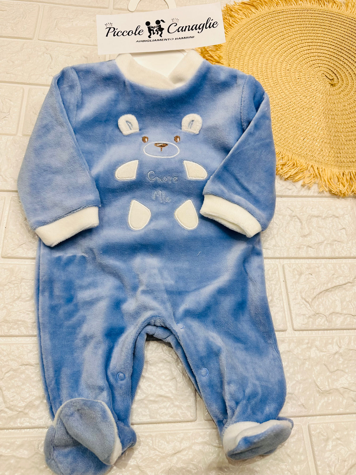 Tutina Ciniglia Cuore Mio Celeste Marroncino Orsetto Piccole Emozioni 62011