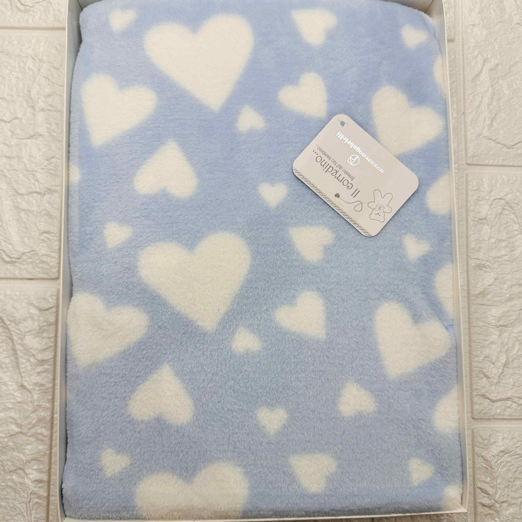 Coperta in pile cuore celeste