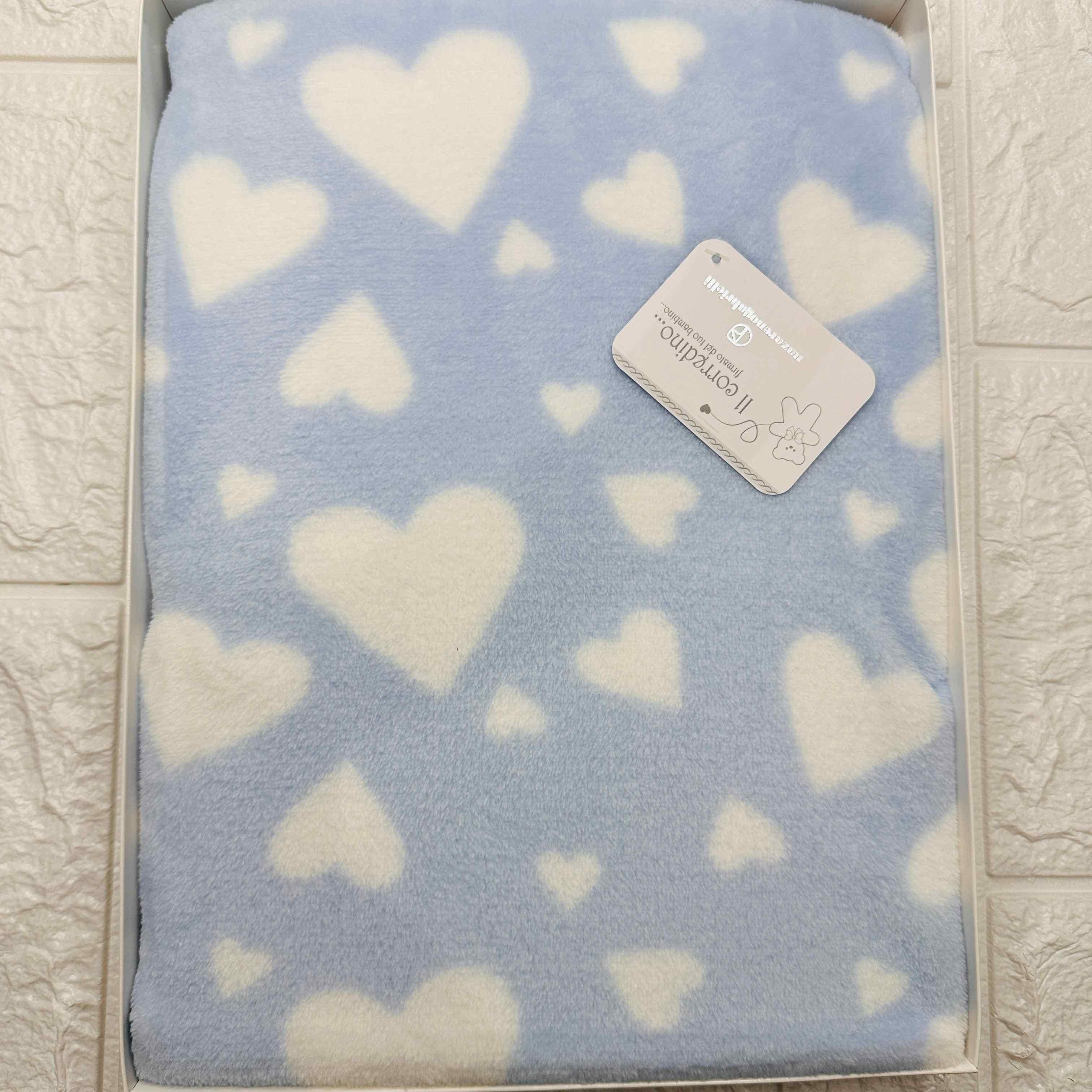 Coperta in pile cuore celeste