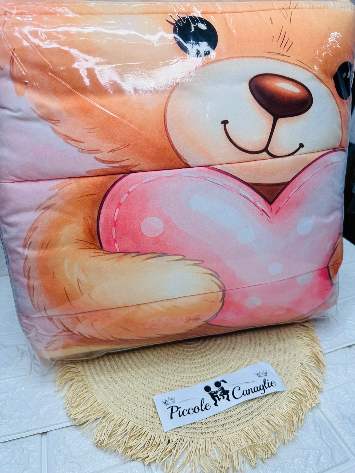 Trapunta Culla Orsetto Cuoricione ❤️ Dim 110x140 Rosa