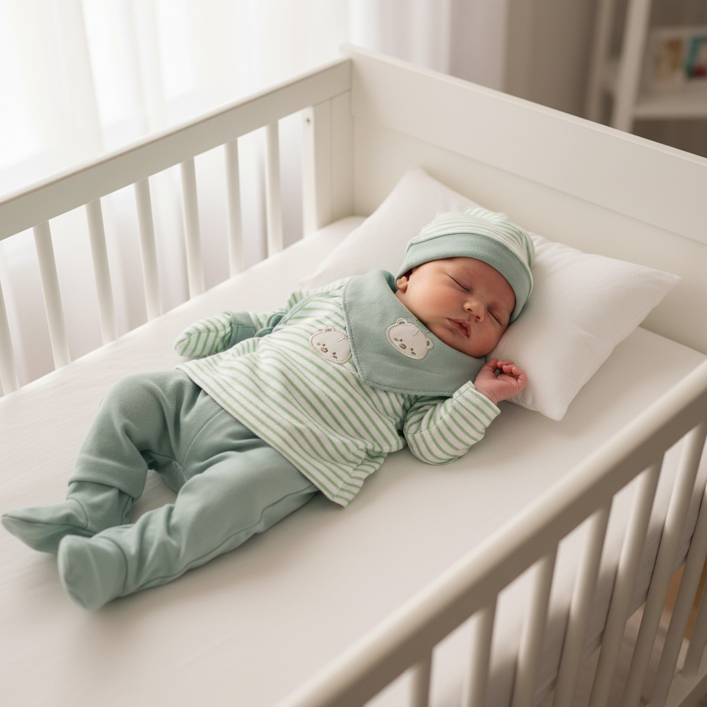 Set Tutina Caldo Cotone  + Cappello + Muffoline+ Bavetta  Verde Orsettino Lj-3591 Dis 2