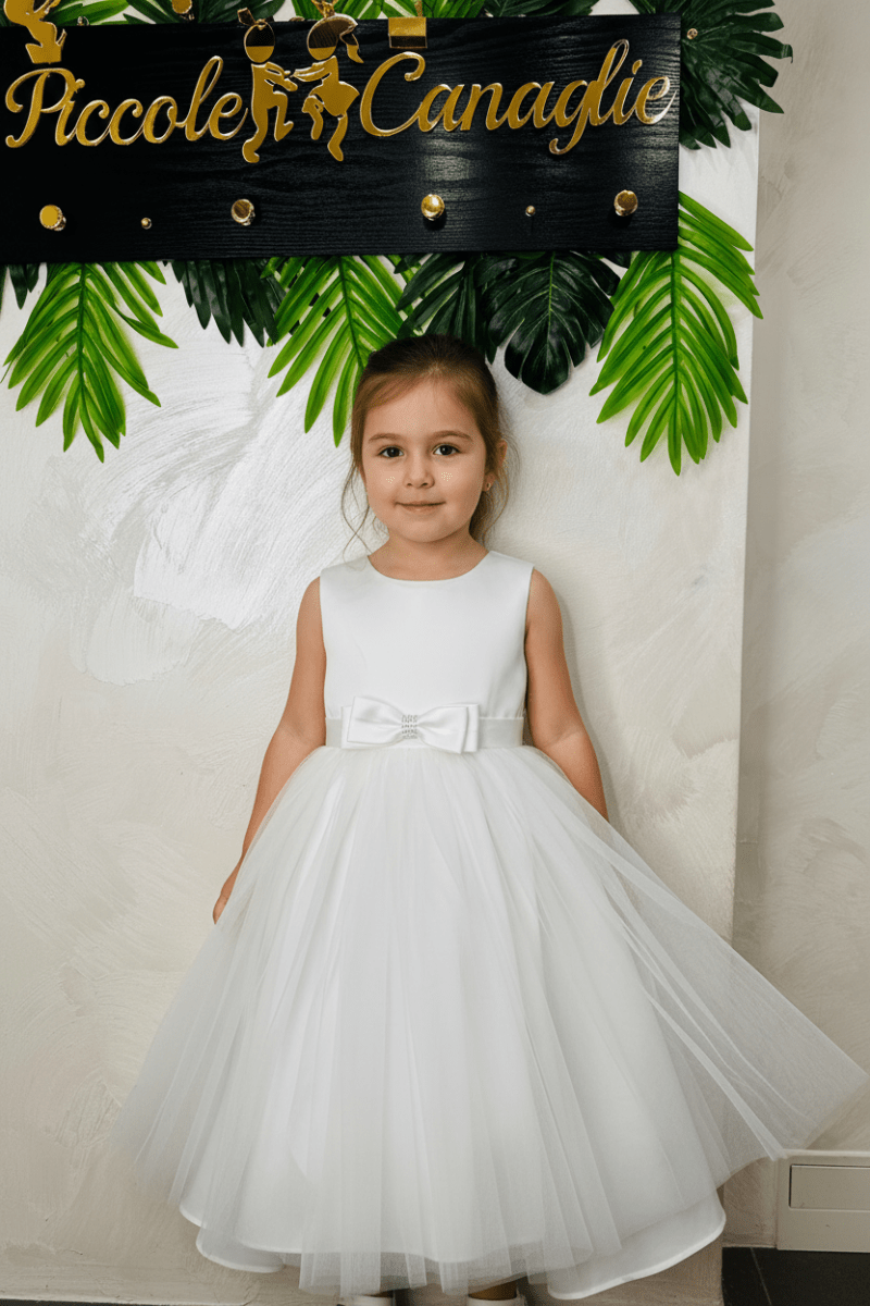 Abito Raso Bianco - Piccole Canaglie - PC25156