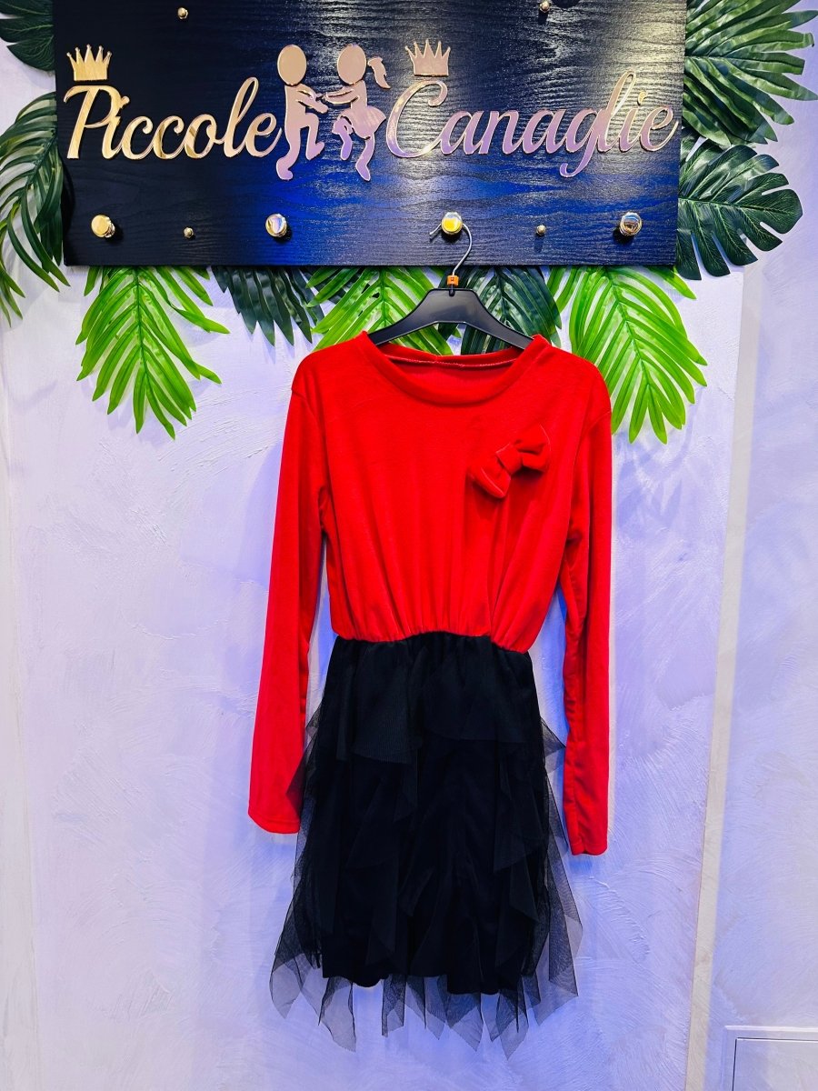 Abito rosso fiocchetto - Piccole Canaglie - 