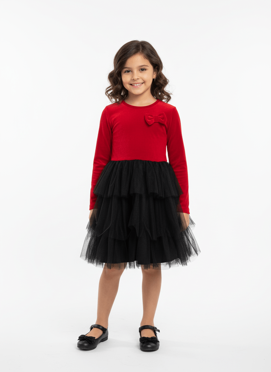 Abito rosso fiocchetto - Piccole Canaglie - 