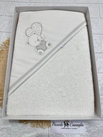 Accappatoio Cotone Orso Cuore Tortora At001171 - Piccole Canaglie - PC26917