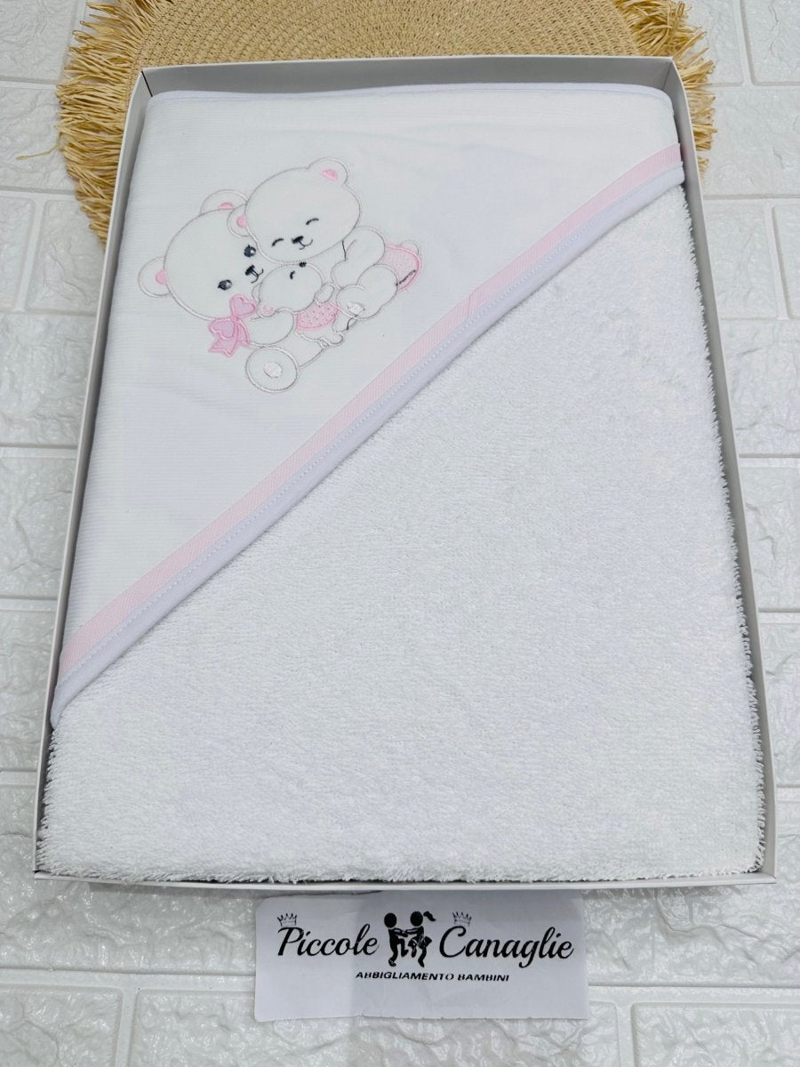 Accappatoio Neonata Orsi Abbracci At001177 Rosa - Piccole Canaglie - PC28431