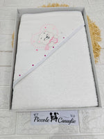 Accappatoio Neonato Cotone Orsetta Cuoricini Rosa At001181 - Piccole Canaglie - PC29998