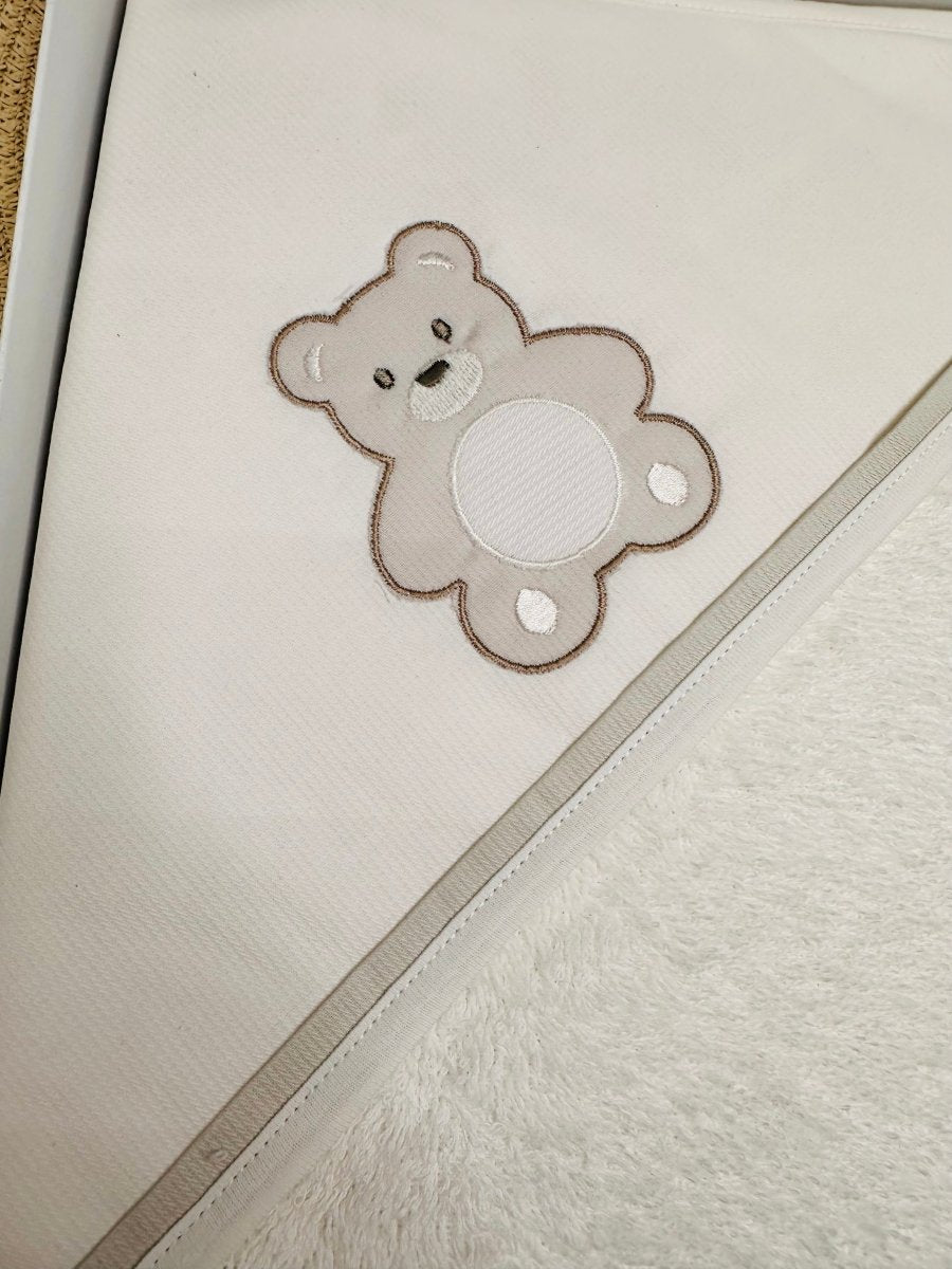 Accappatoio neonato dim 70x75 orso panna AT001167 - Piccole Canaglie - PC24054