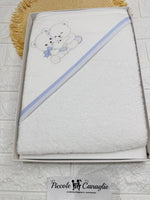 Accappatoio Neonato Orsi Abbracci At001177 Celeste - Piccole Canaglie - PC28432