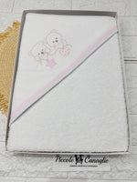 Accappatoio Neonato Orsi Stella E Cuore At001169 Rosa - Piccole Canaglie - PC28484