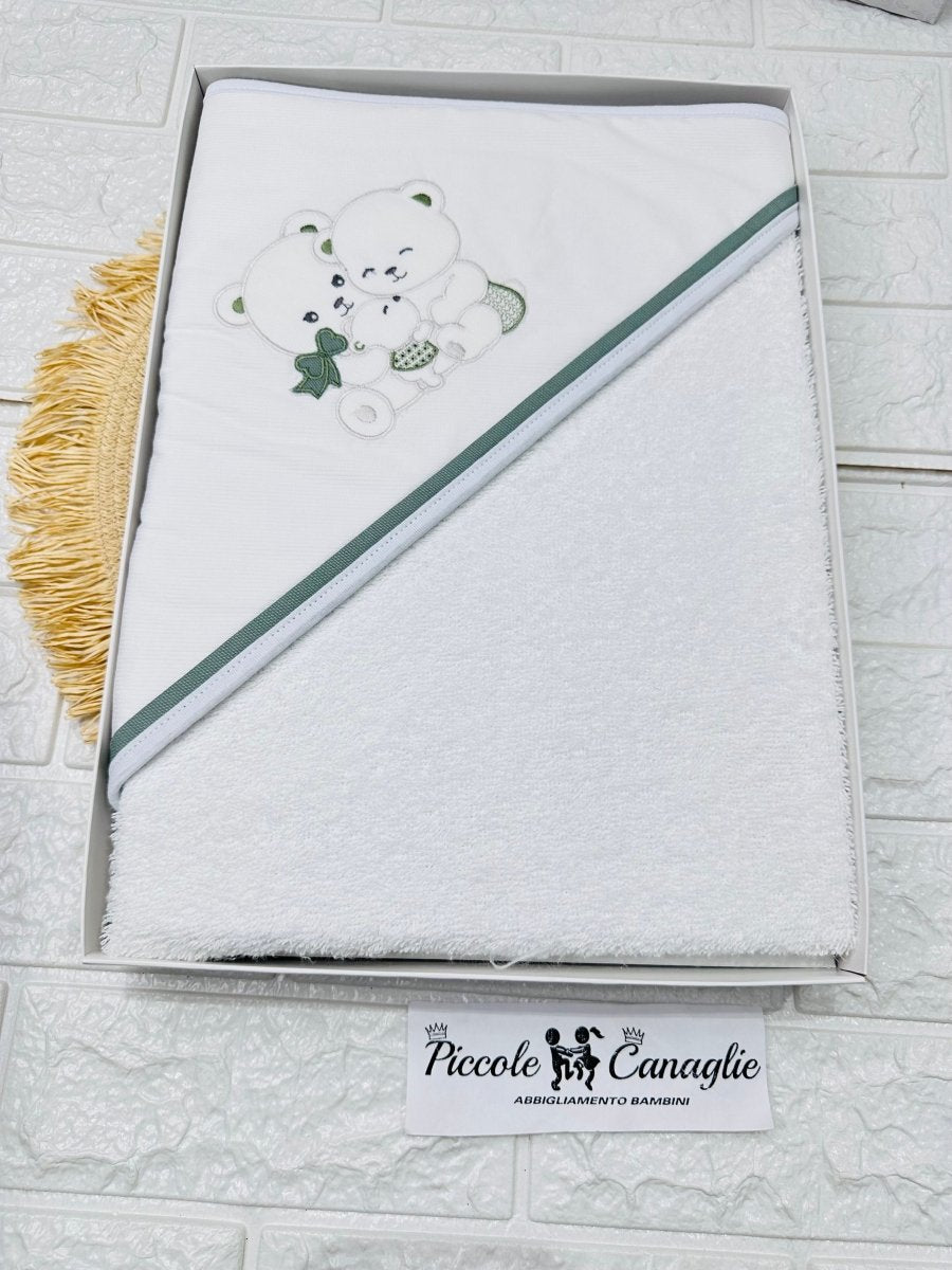 Accappatoio Neonato Orso Abbracci At001177 Verde - Piccole Canaglie - PC28482
