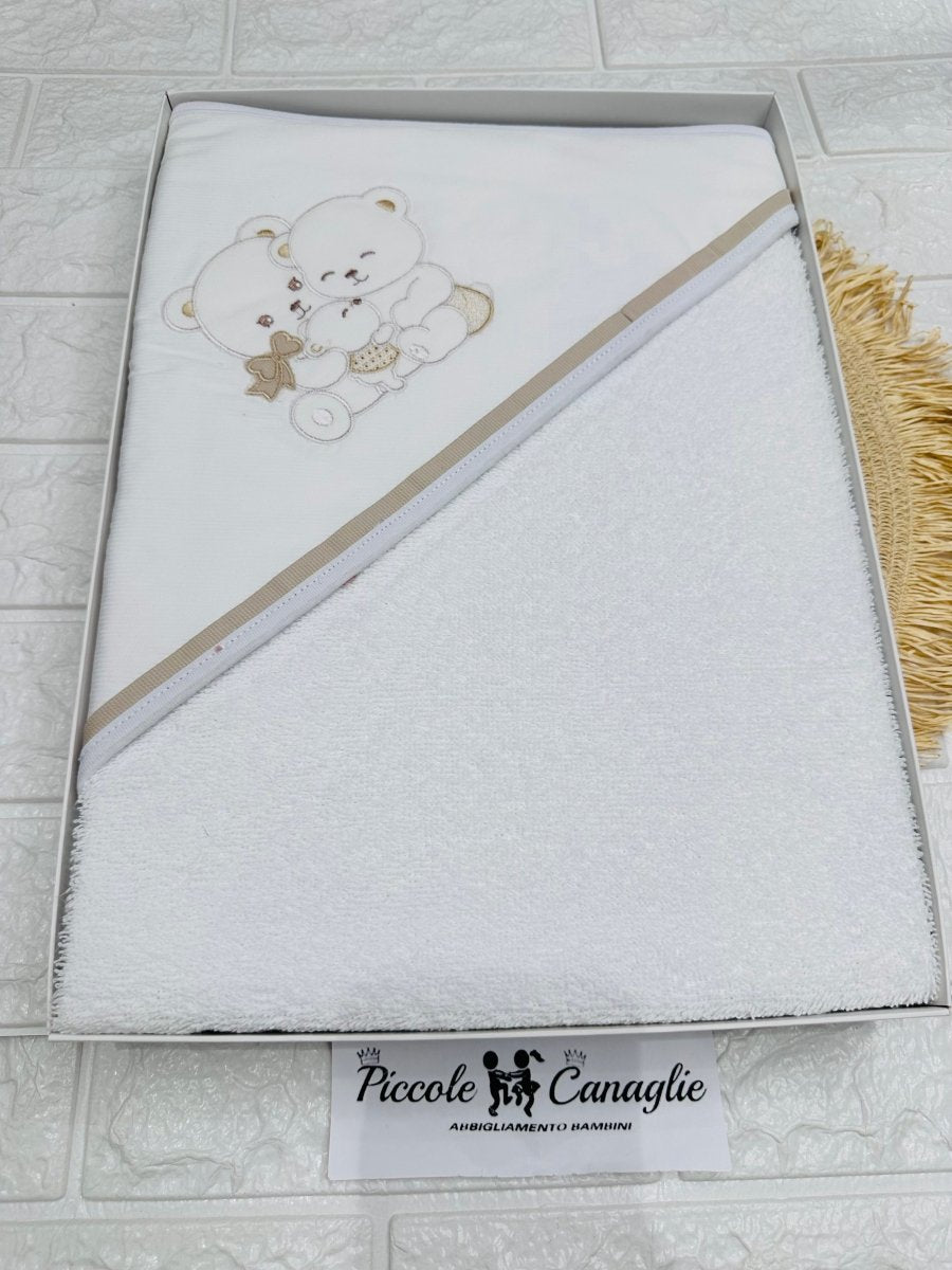 Accappatoio orsi abbraccio beige dim 70x75 AT001177 - Piccole Canaglie - PC27872