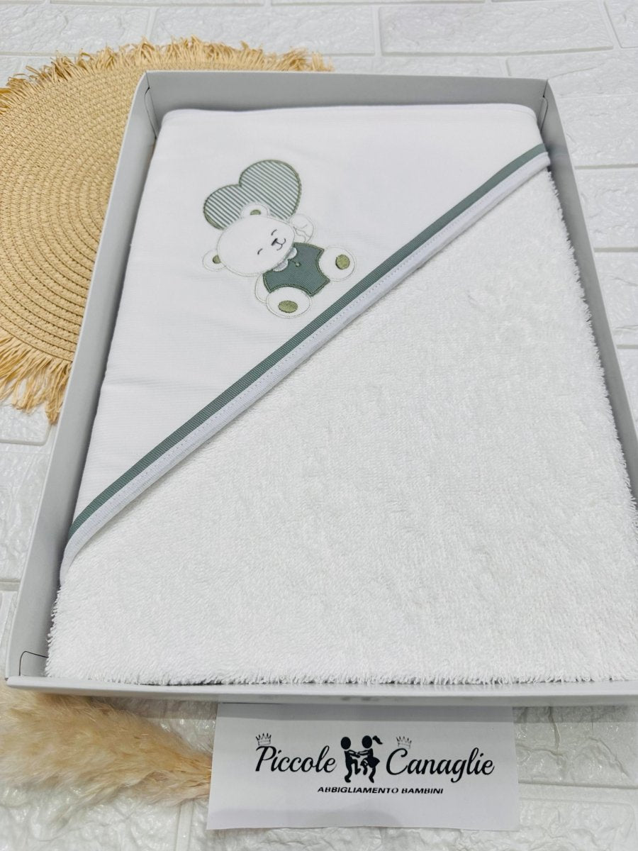 Accappatoio orso cuore verde At001171 - Piccole Canaglie - PC26446