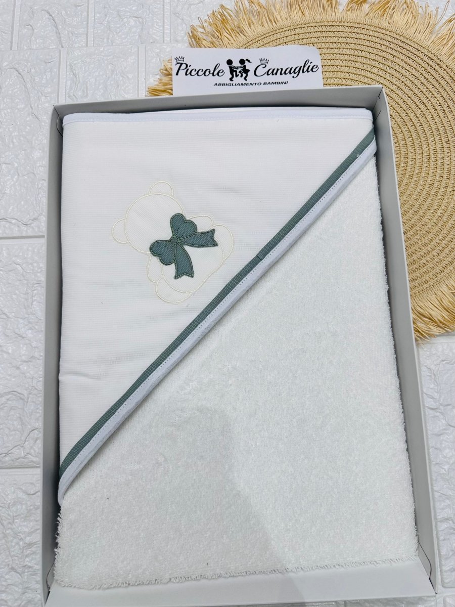 Accappatoio orso Fiocco verde AT001166 - Piccole Canaglie - PC23299