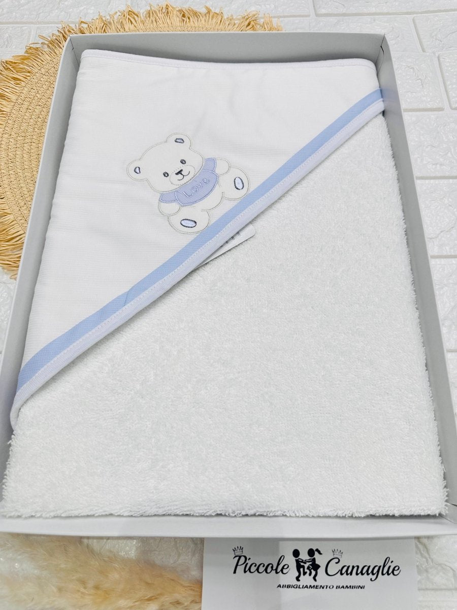 Accappatoio orso love celeste At001172 - Piccole Canaglie - PC26450